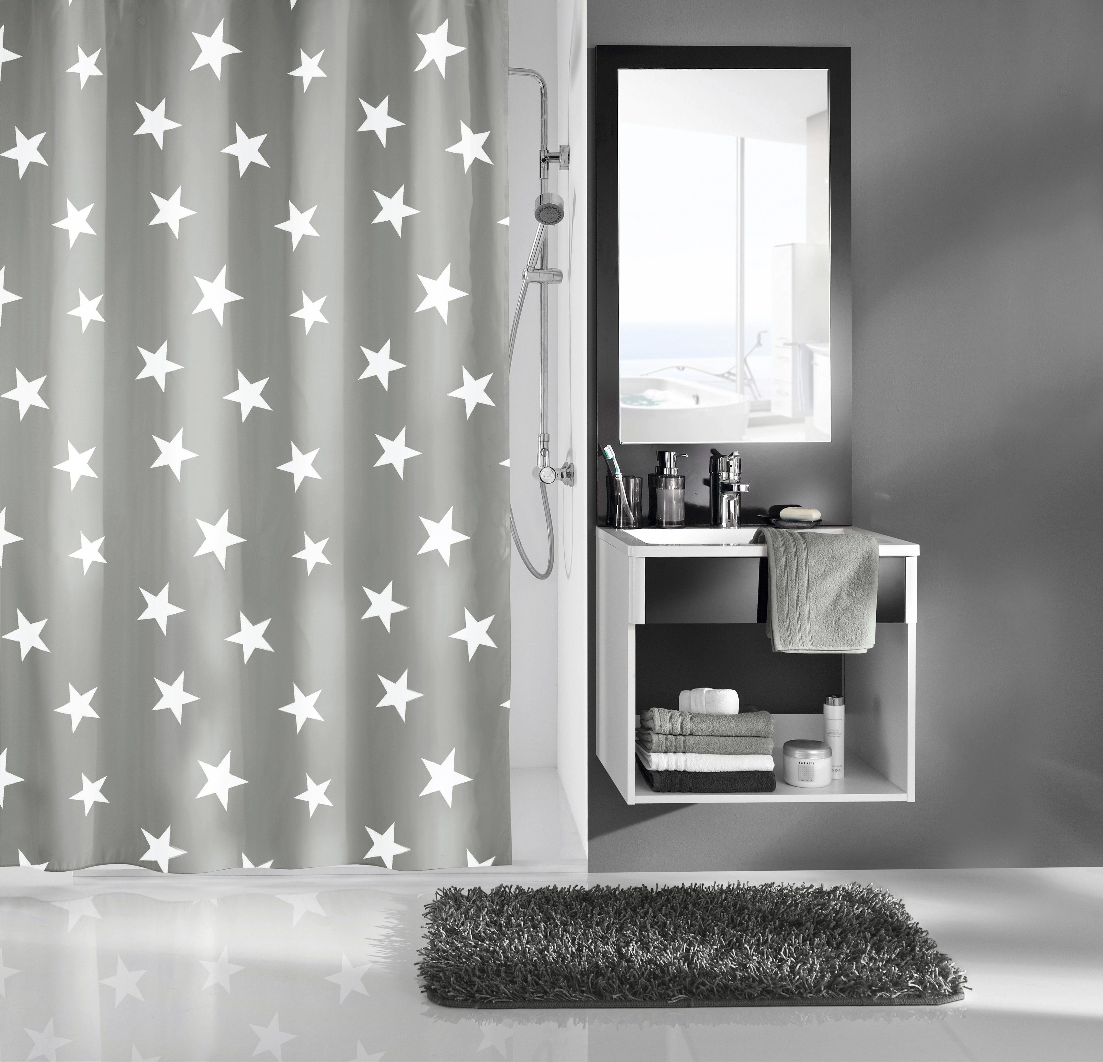 Kleine Wolke Duschvorhang Nova Breite 180 cm (1-tlg), platin günstig online kaufen