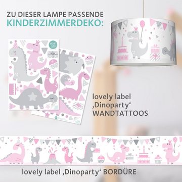lovely label Pendelleuchte Dinoparty rosa/grau -Lampe Kinderzimmer Dino, Plug & Shine, LED wechselbar
