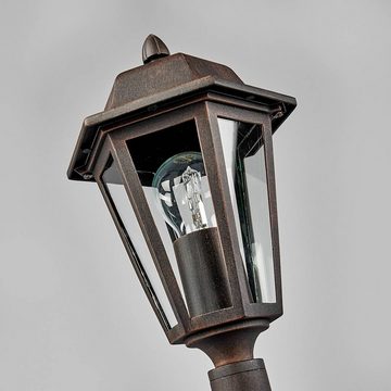 Lindby Pollerleuchte Lamina, Leuchtmittel nicht inklusive, Antik, Aluminium, Glas, Schwarz-rost, klar, 1 flammig, E27