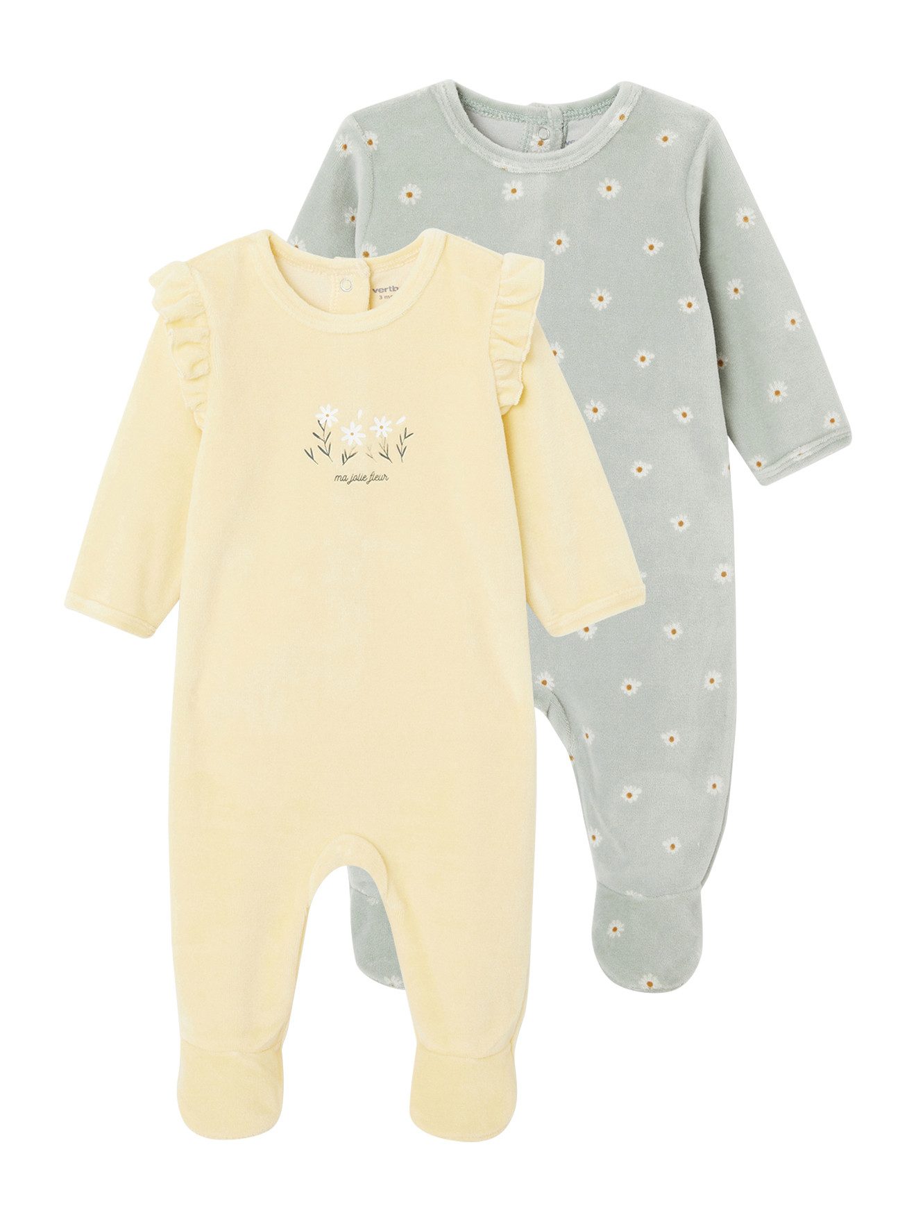 Schlafanzug 2er-Pack Baby Samt-Strampler