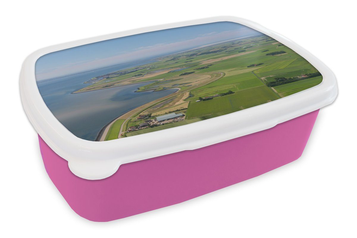 MuchoWow Lunchbox Wattenmeer - Texel - Luft, Kunststoff, (2-tlg), Brotbox für Erwachsene, Brotdose Kinder, Snackbox, Mädchen, Kunststoff rosa