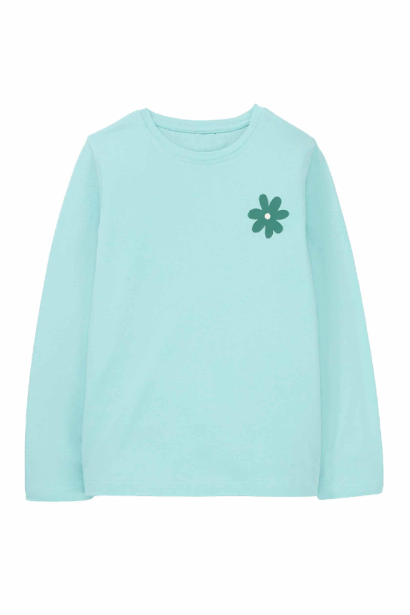 Lily & Dan Pyjama Mädchen Pyjama Set lange Schlafhose + langarm Oberteil Türkis 122-128 (Schlafhose + Oberteil, 2 tlg., Pyjama Set) Wärmender Stoff, Hautfreundlich