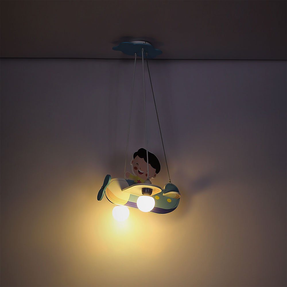 Dekolicht, Leuchtmittel Lampe Jungen nicht Hänge Decken Kinder Leuchte inklusive, Globo Pendel Flugzeug Holz Flieger