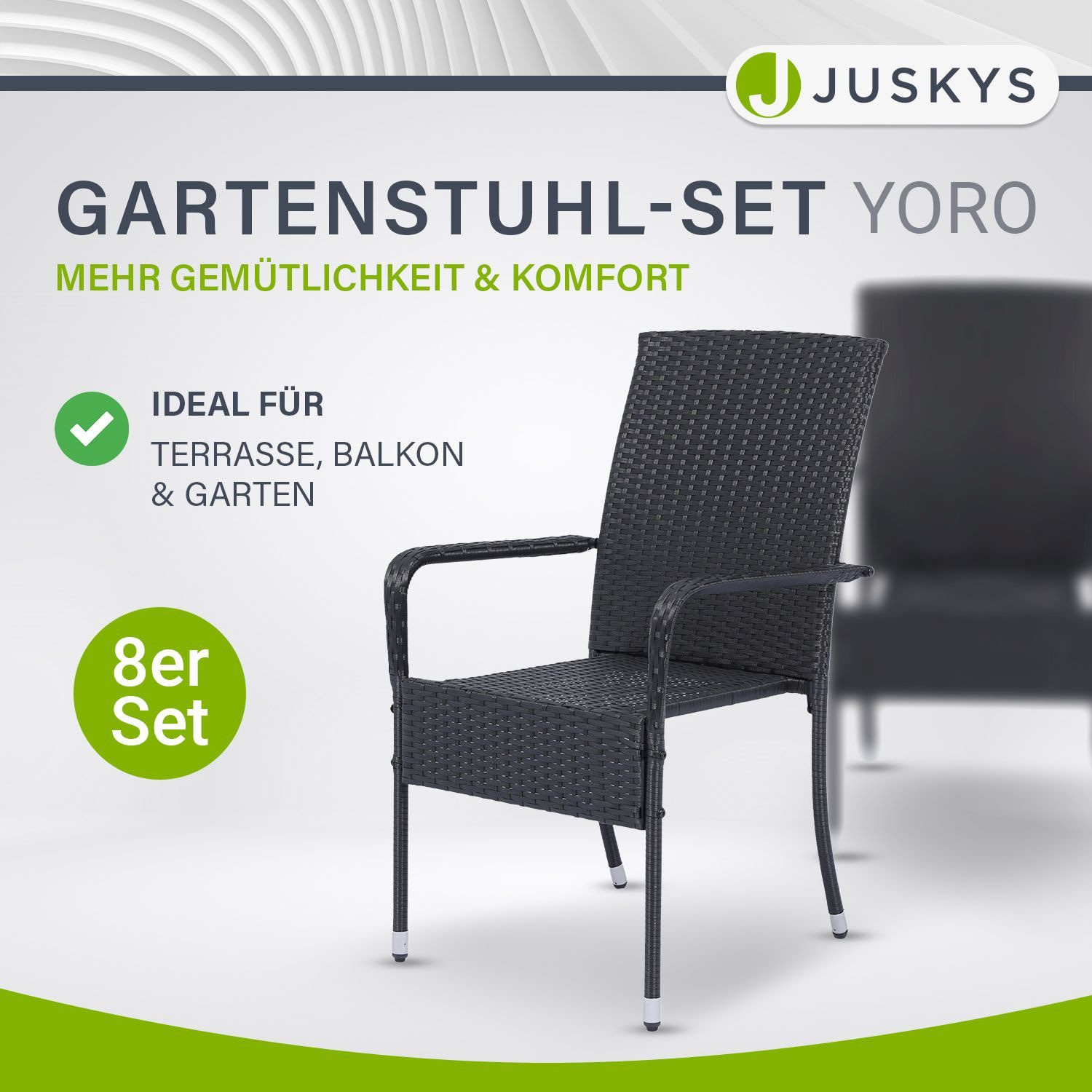 Juskys Gartenstuhl Yoro (8 St), stapelbar, günstig online kaufen