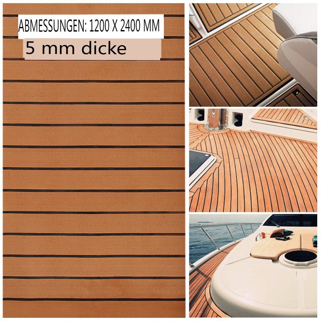 ELUTO Bodenmatte, Teak EVA Schaum Bootsboden Decke Yacht Selbstklebend 240x120x0,5cm