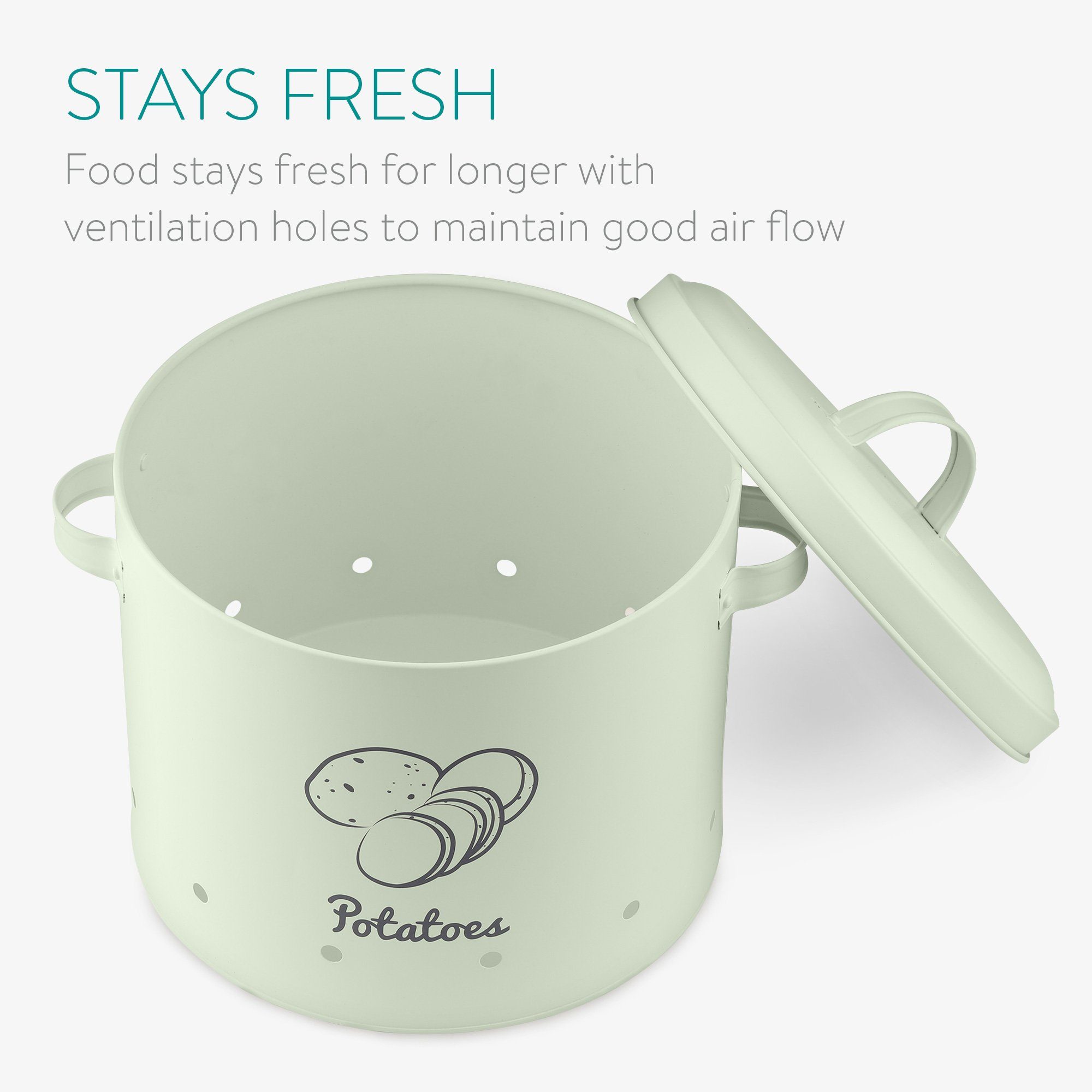 Navaris Gemüsetopf Vorratsbehälter Set für Lebensmittel spülmaschinenfest Eisen - Mintgrün 
