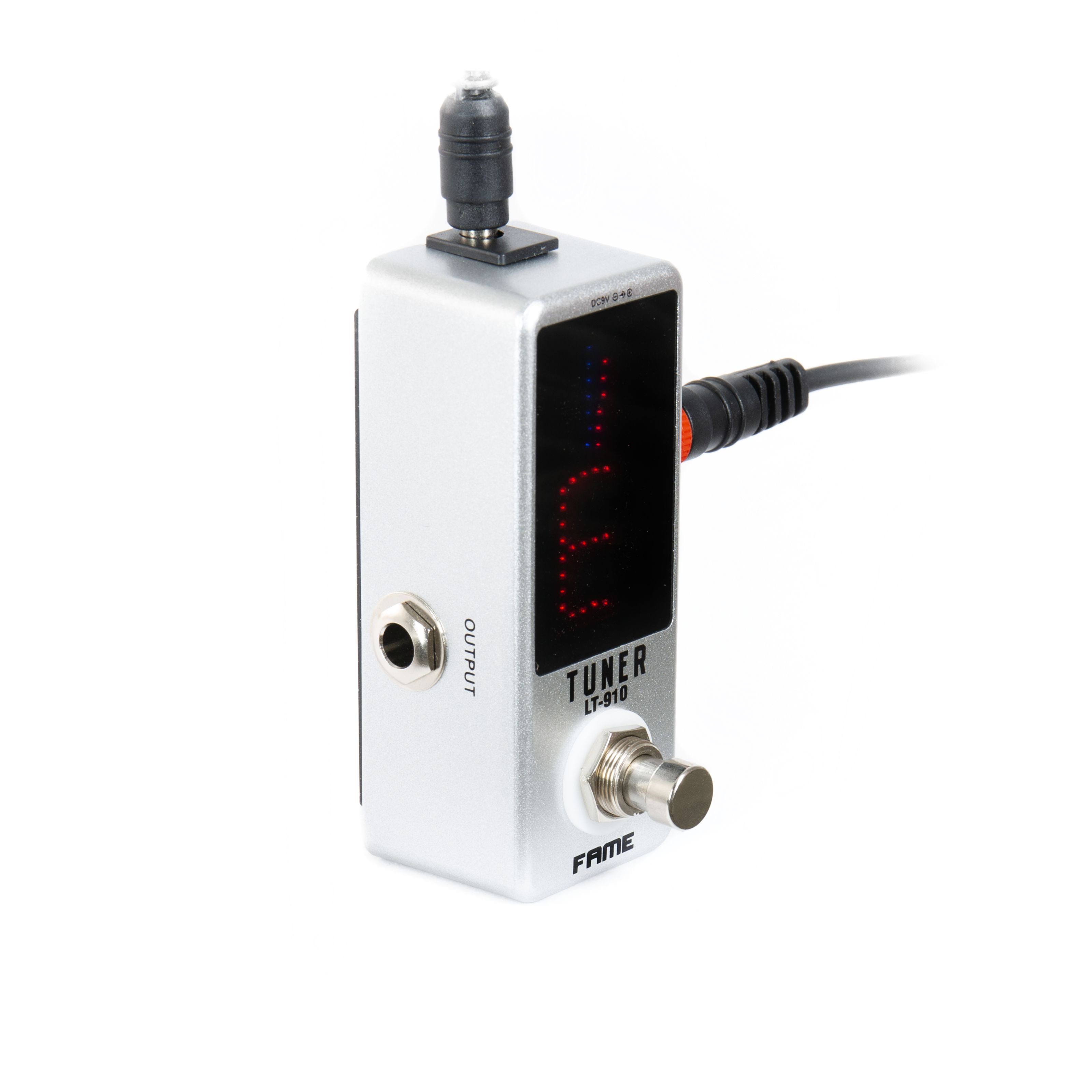 FAME Stimmgerät, (LT-910 Chromatischer Tuner für Gitarren Stimmgenauigkeit +/- 1 Cent LED-Anzeige Silbernes Metallgehäuse Netzteil-Anschluss Mono-Ausgangssignal Gewicht 0.29kg), Chromatischer Tuner, Stimmgenauigkeit +/- 1 Cent, LED-Anzeige