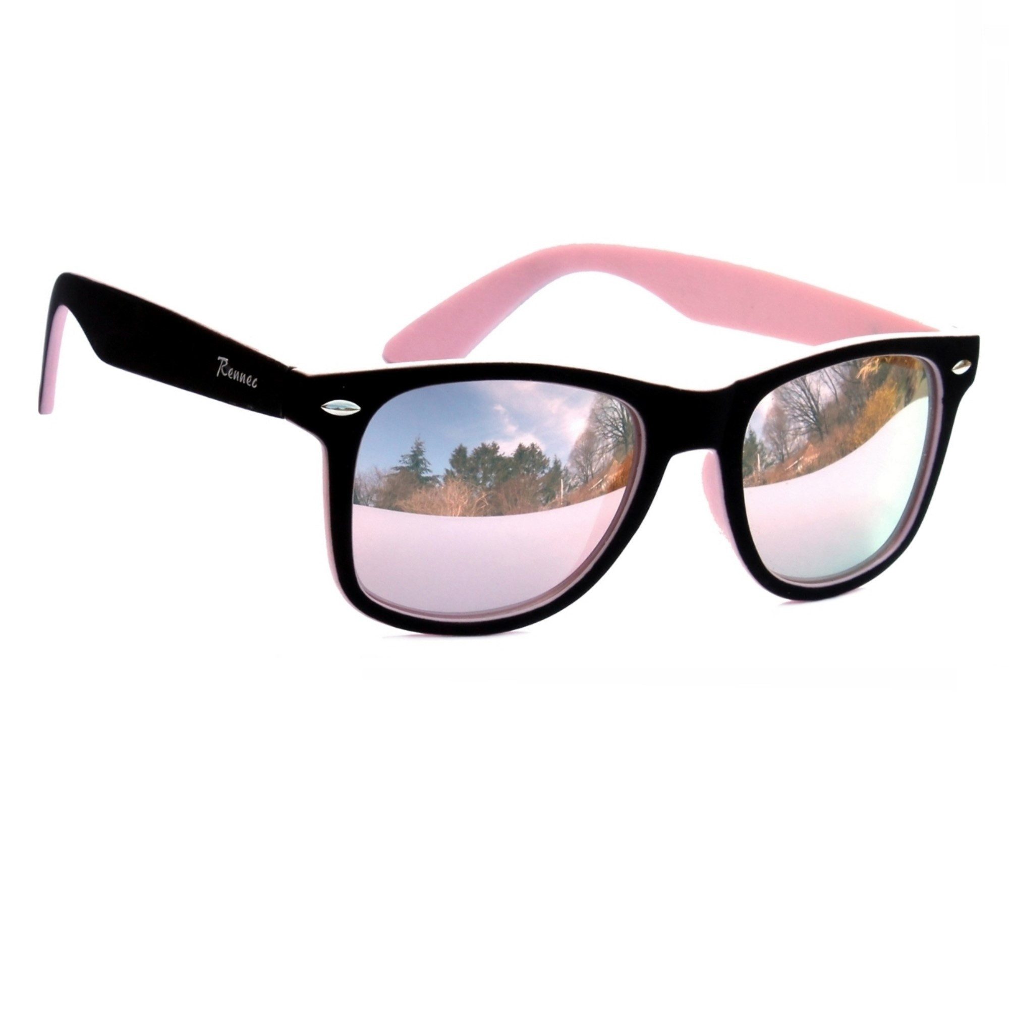 Rennec Sonnenbrille (Damen Brille Zweifarbig mit Brillenbeutel) Retro Brill günstig online kaufen