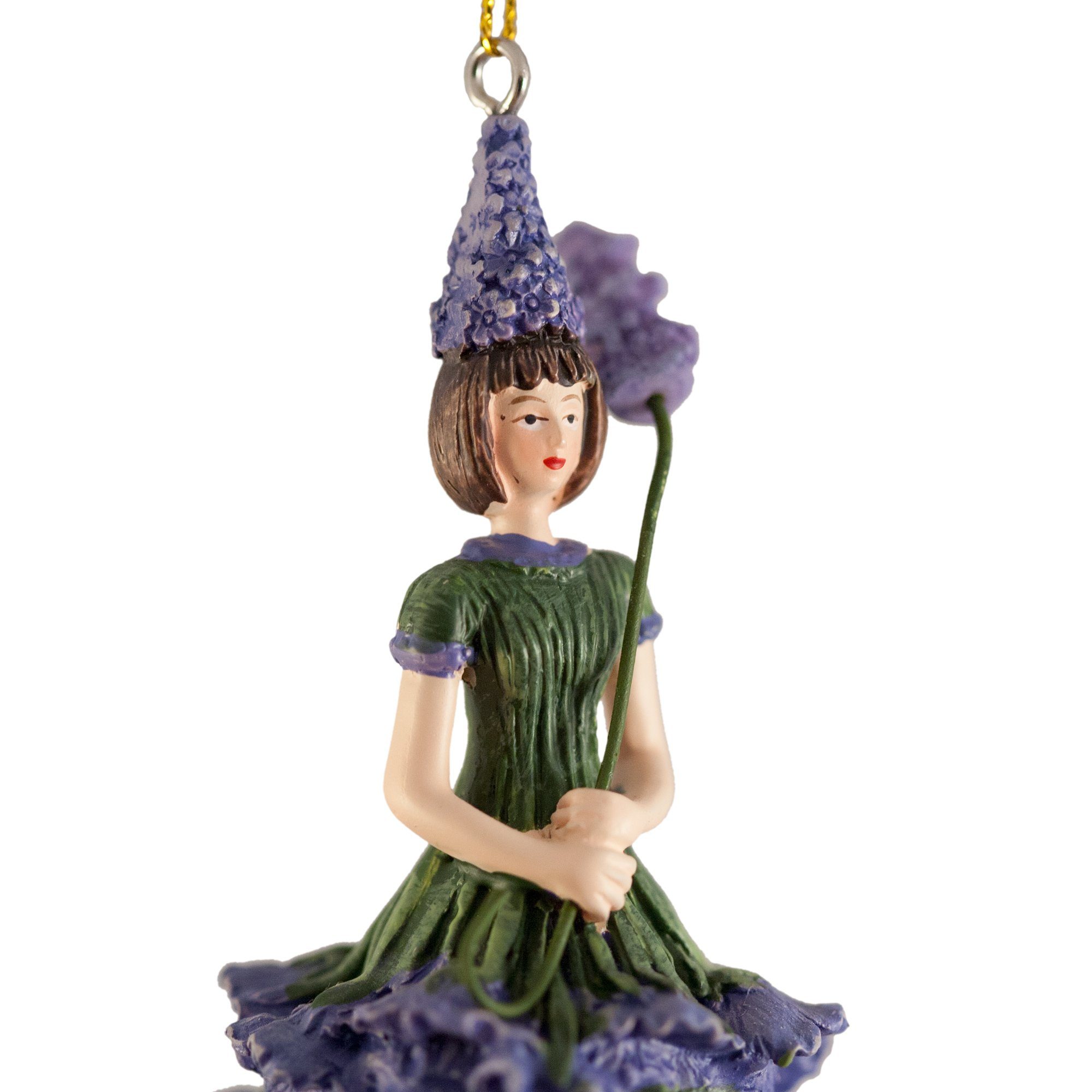 Fiebiger Blumen-Mädchen Figur - Lila Elfen-Dekofigur 11cm Zum Aufhängen