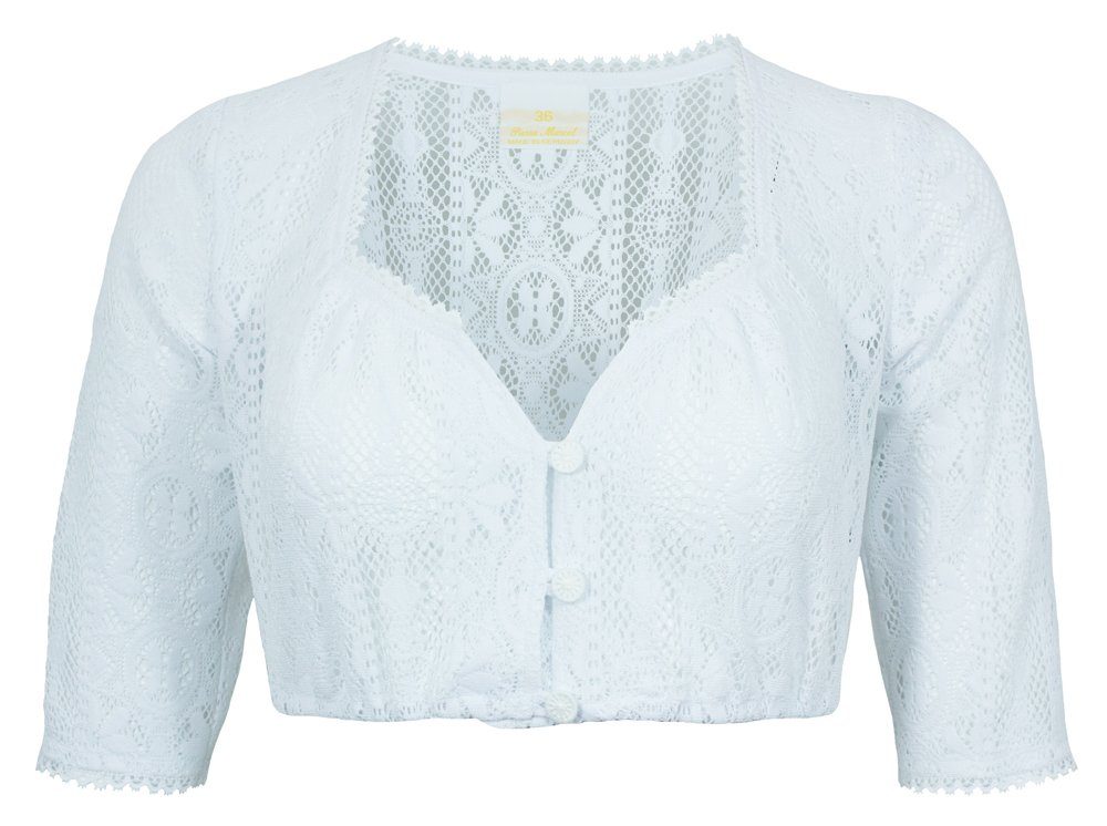 Pierre Marcel Die Bluse Dirndlbluse Halbarm Spitzen Bluse "Josy" mit Herzausschnitt - Weiß - Traditionell
