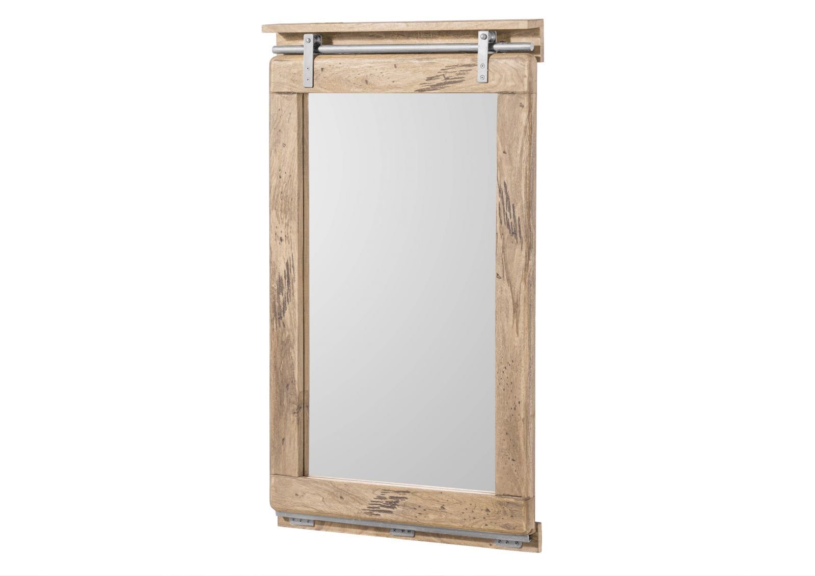 Massivmoebel24 Spiegel RAILWAY Mango Massivholz beige (1-St., Massivholz montiert 12 kg RAILWAY #383), Mango 65x6x110 (BxTxH) beige lackiert