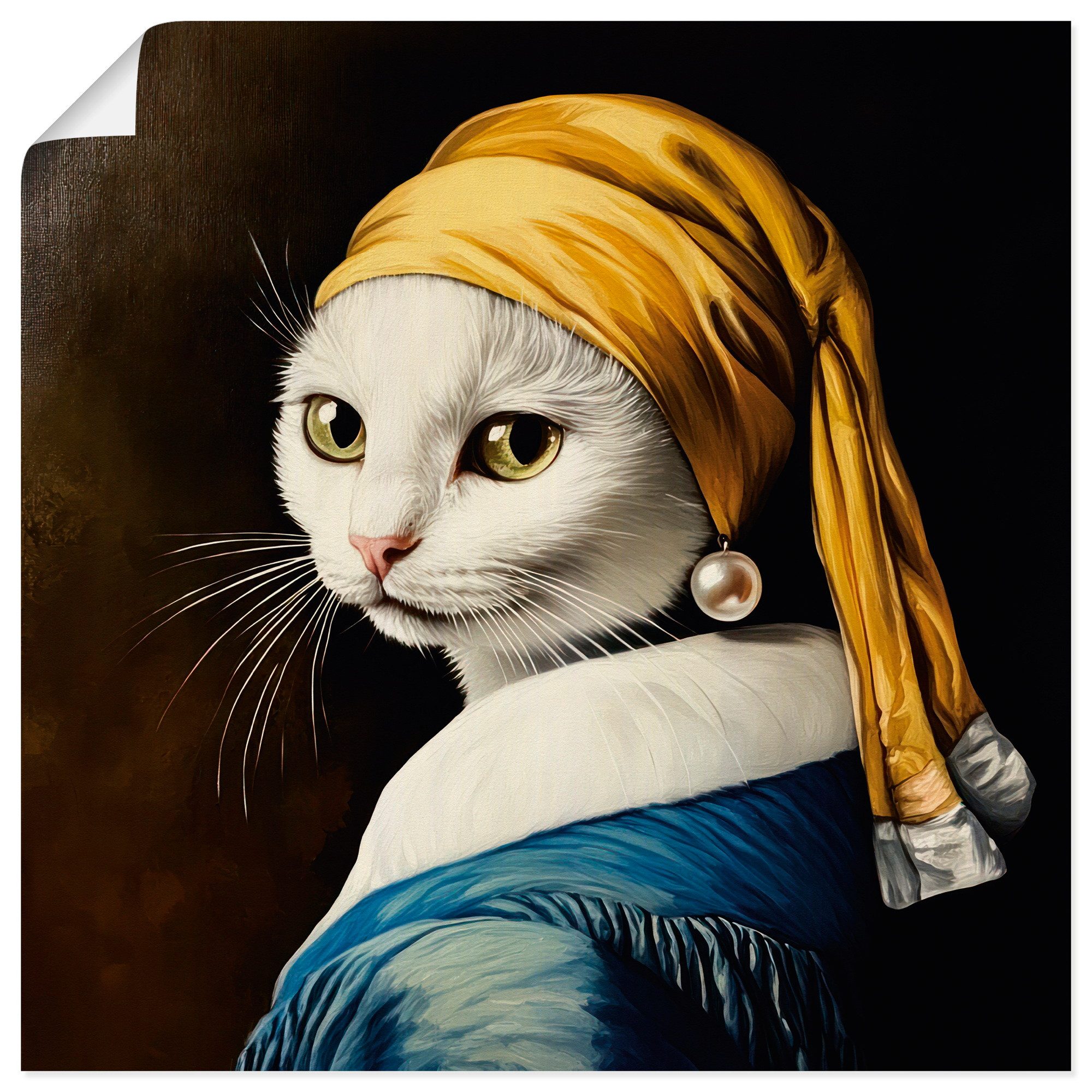 Artland Wandbild Die Katze mit dem Perlenohrring, Animal Fantasy (1 St), als Alubild, Leinwandbild, Poster, Wandaufkleber in verschied. Größen