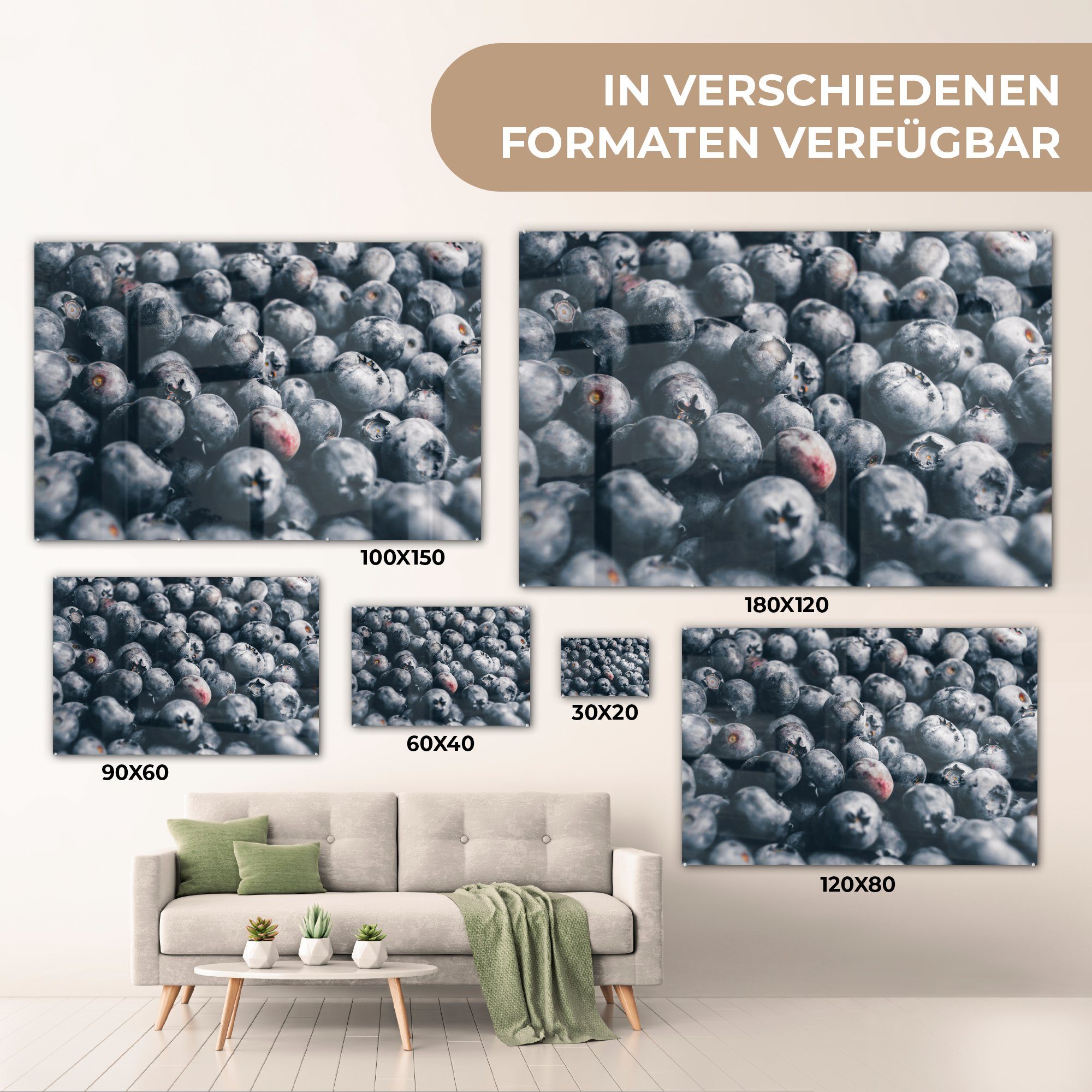 Blau Acrylglasbilder Wohnzimmer & Obst (1 MuchoWow St), Beere, - - Schlafzimmer Acrylglasbild