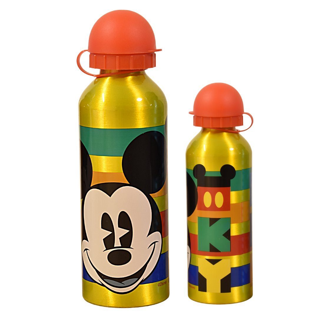 Disney Mickey Mouse Trinkflasche Mickey Maus, Alu-Trinkflasche 500 ml Gelb-Rot
