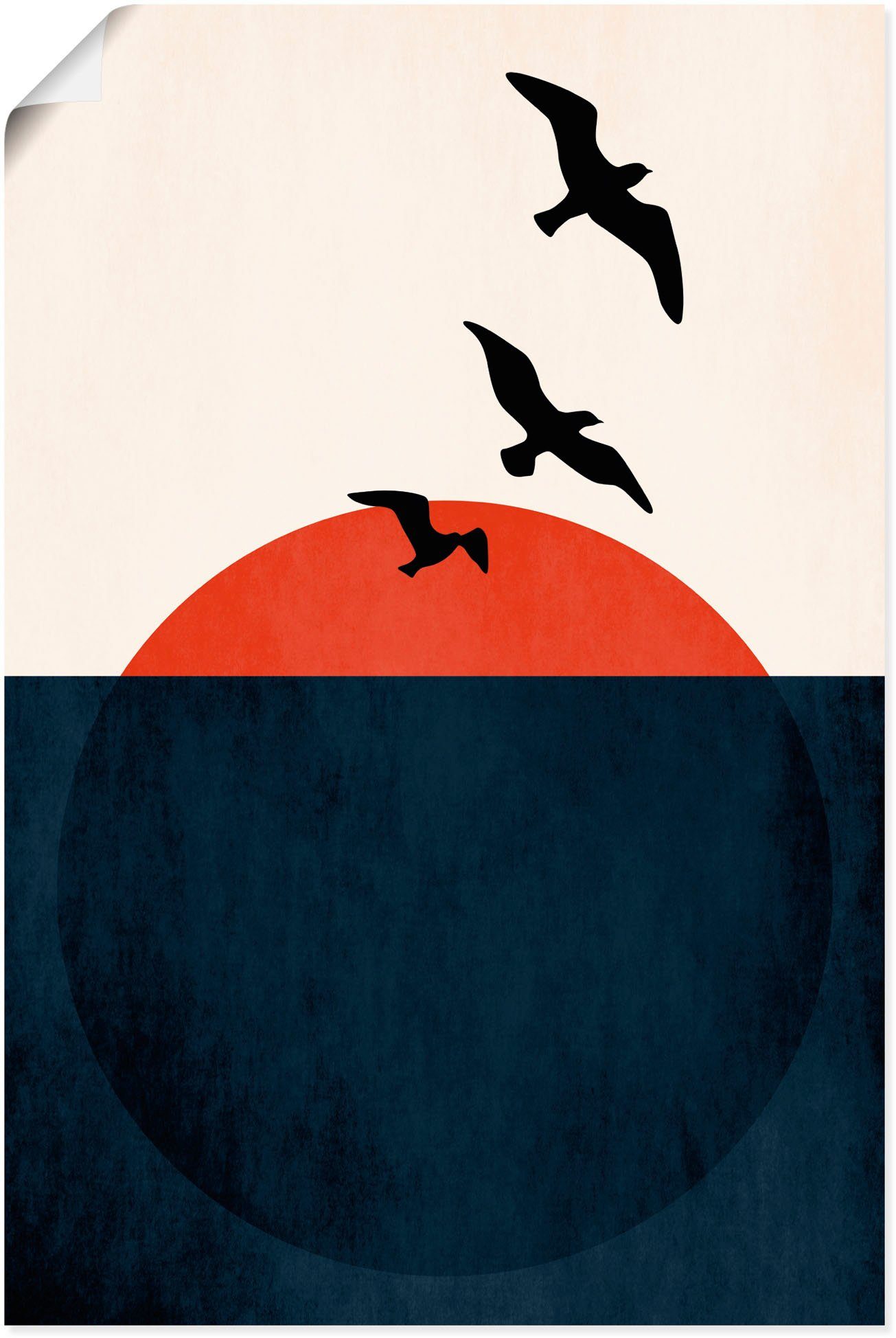 Wandaufkleber Sonnenuntergangs in Artland Größen Poster Leinwandbild, Brise, als Vogelbilder St), versch. (1 oder Alubild, Wandbild