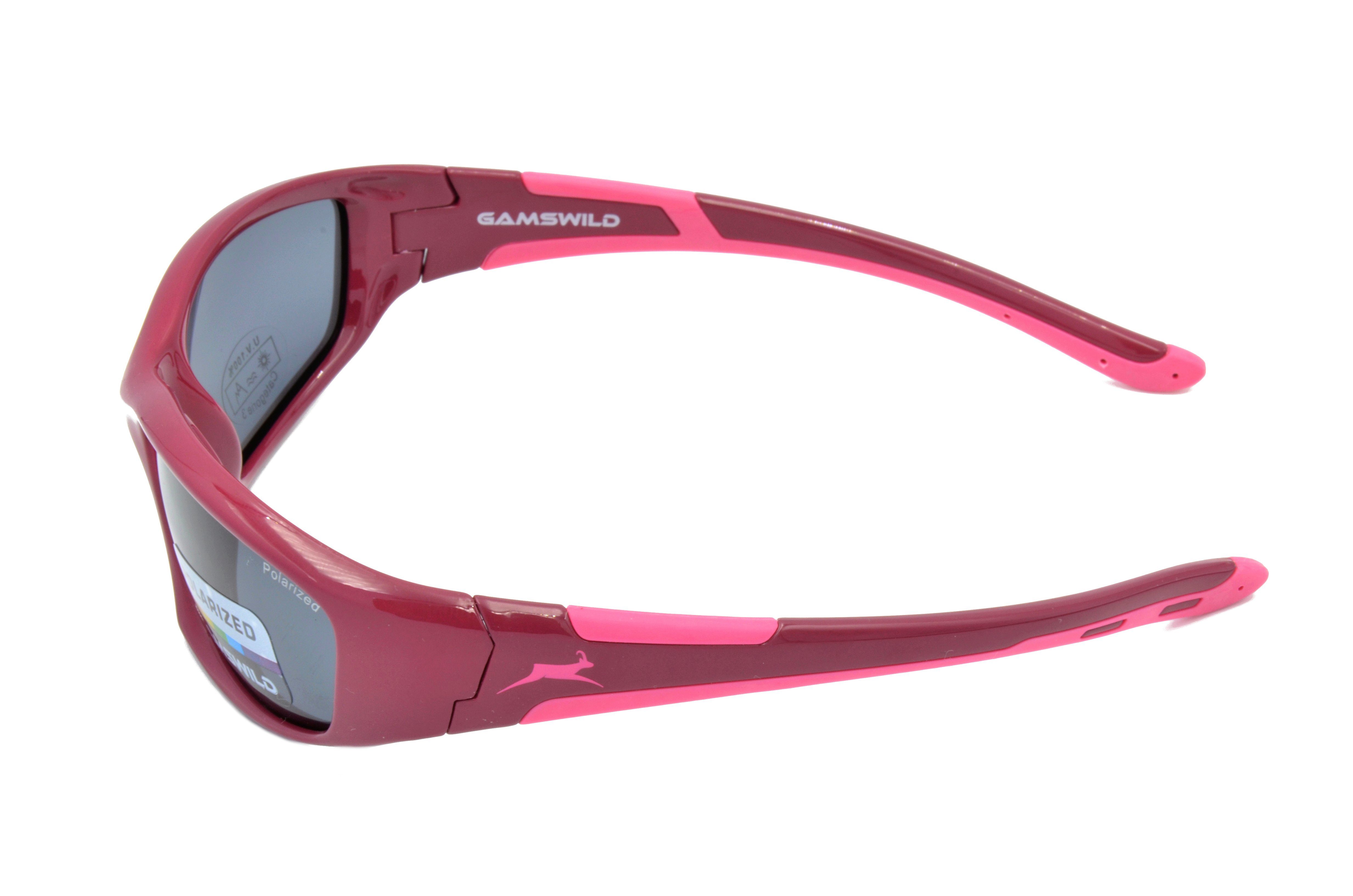Gamswild Sonnenbrille UV400 GAMSKIDS Jugendbrille 5-12 Jahre Kinderbrille Mädchen Jungen kids Modell WJ5821 in beere, blau, weiß, schwarz-grün, rot-grau