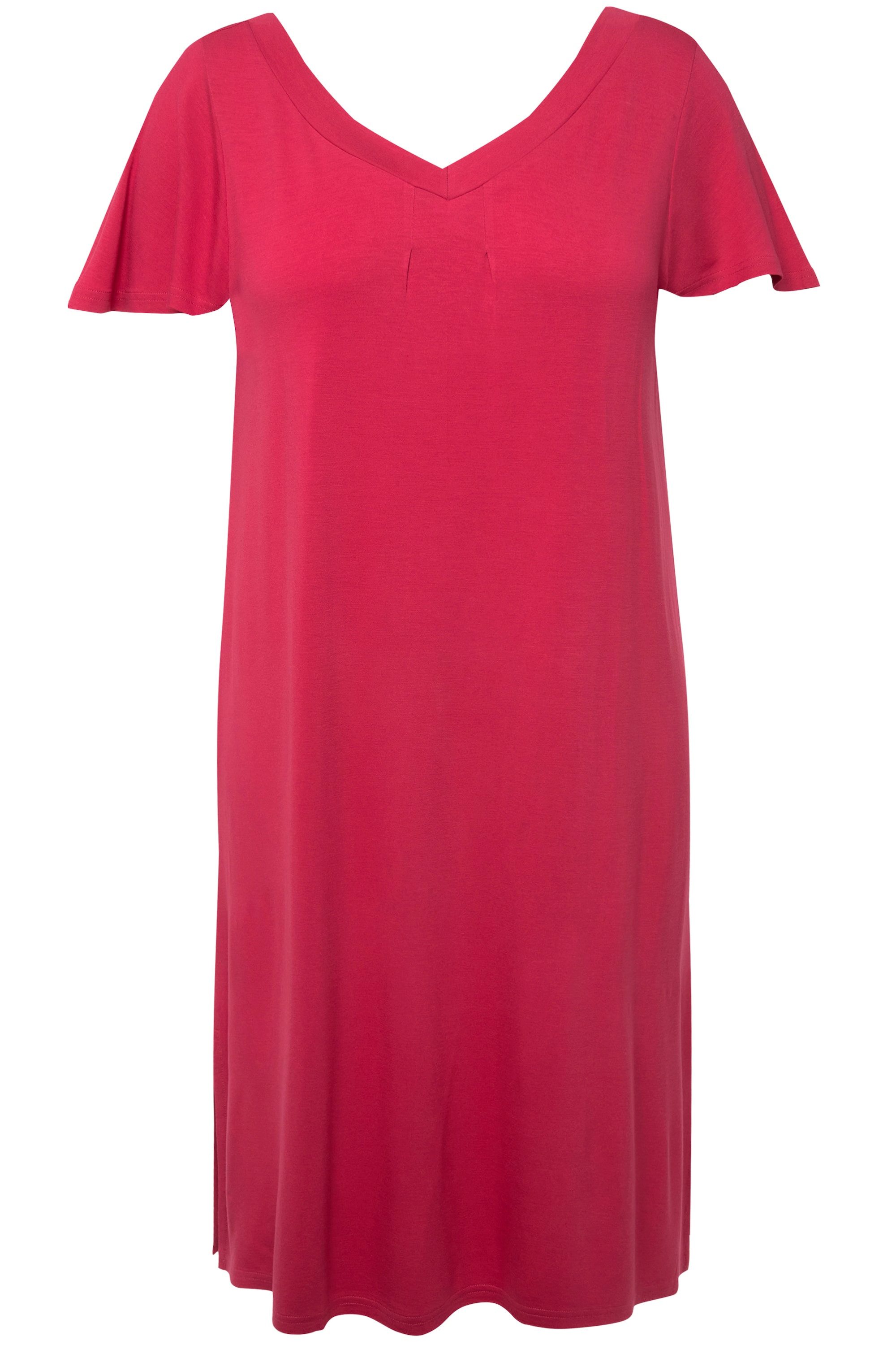 Ulla Popken Maxikleid Jersey-Midikleid A-Linie V-Ausschnitt günstig online kaufen