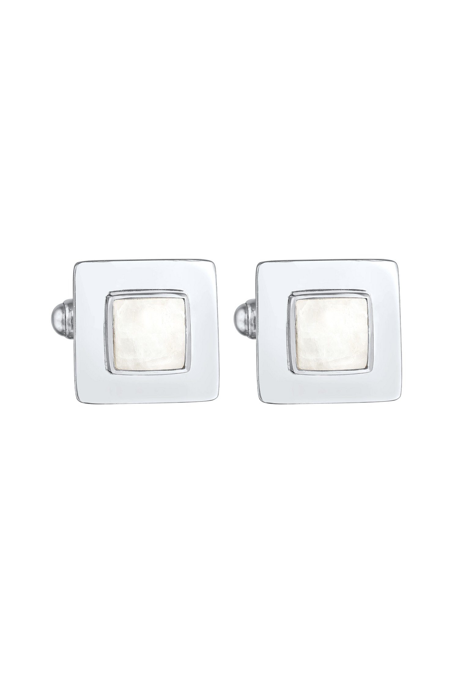 Kuzzoi Manschettenknöpfe Mondstein Quadrat Flach Elegant 925 Silber