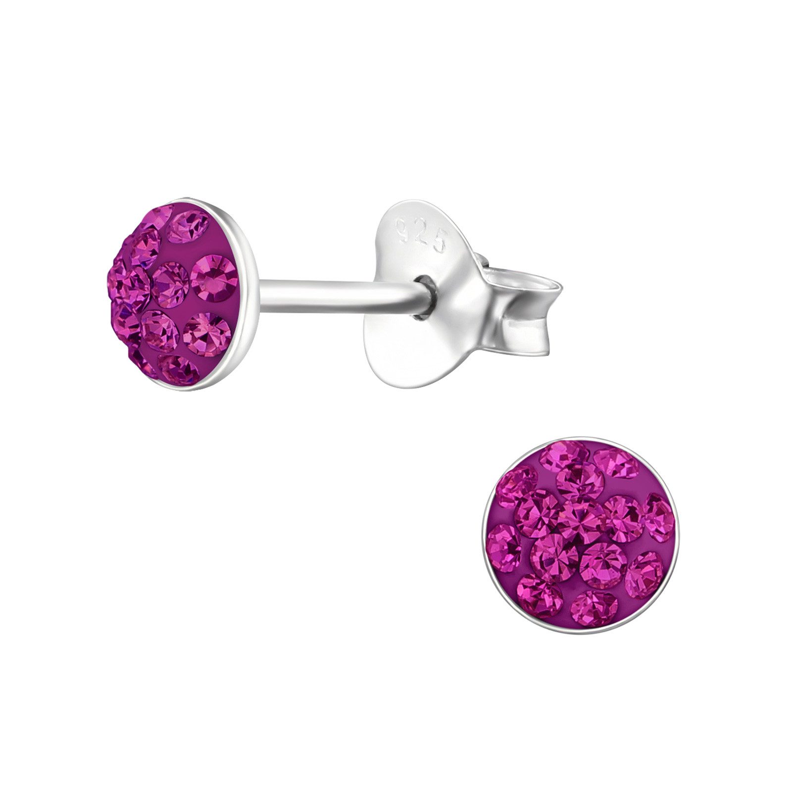 Ohrring-Set Rund Kinder Ohrringe Kristalle 925 Silber Ohrstecker