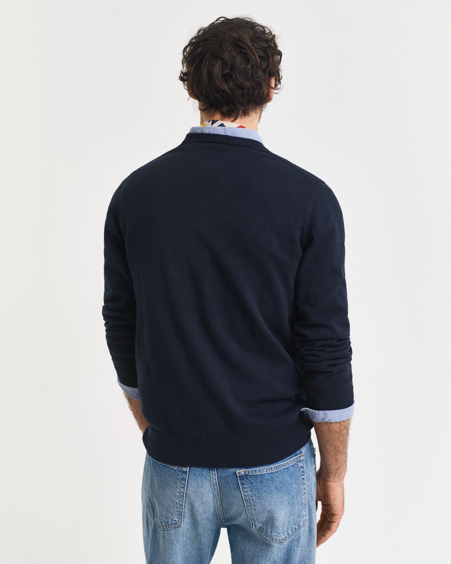 Gant V-Ausschnitt-Pullover Classic Cotton V-Neck Premium Strickjersey aus weicher 100% Baumwolle, Übergangspullover