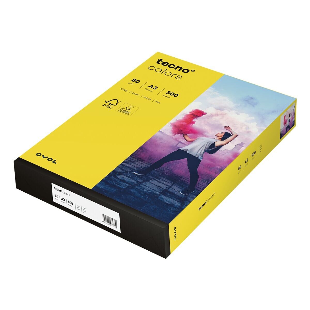 Inapa tecno Druckerpapier Rainbow / tecno Colors, Intensivfarben, Format DIN A3, 80 g/m², 500 Blatt