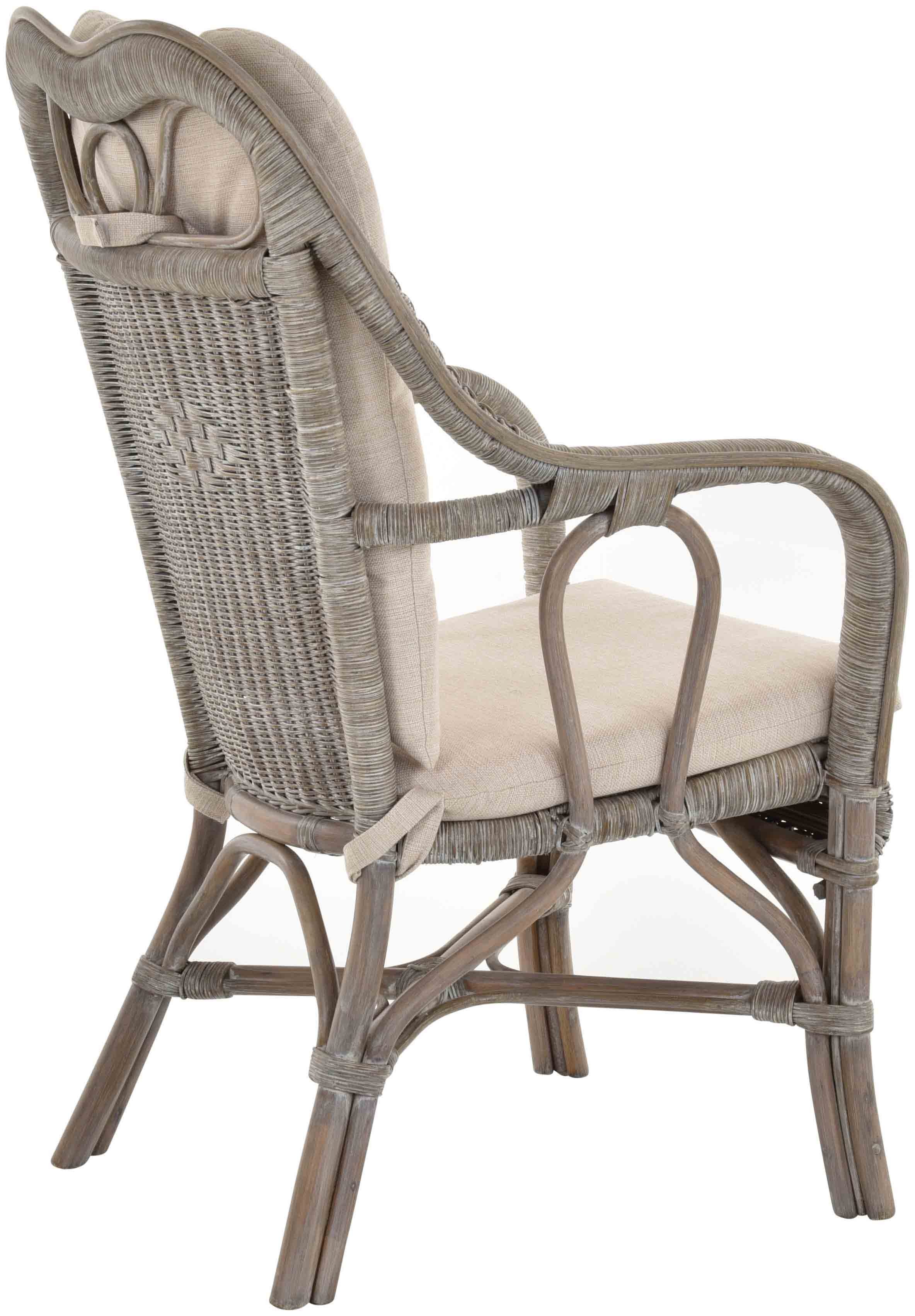 Grau Wintergarten Rückenlehne Armlehne Loungesessel mit Rattansessel 2er-Set), (2-St., Krines Home Wintergartensessel Set/2 Vintage hohe Rattan Harrison