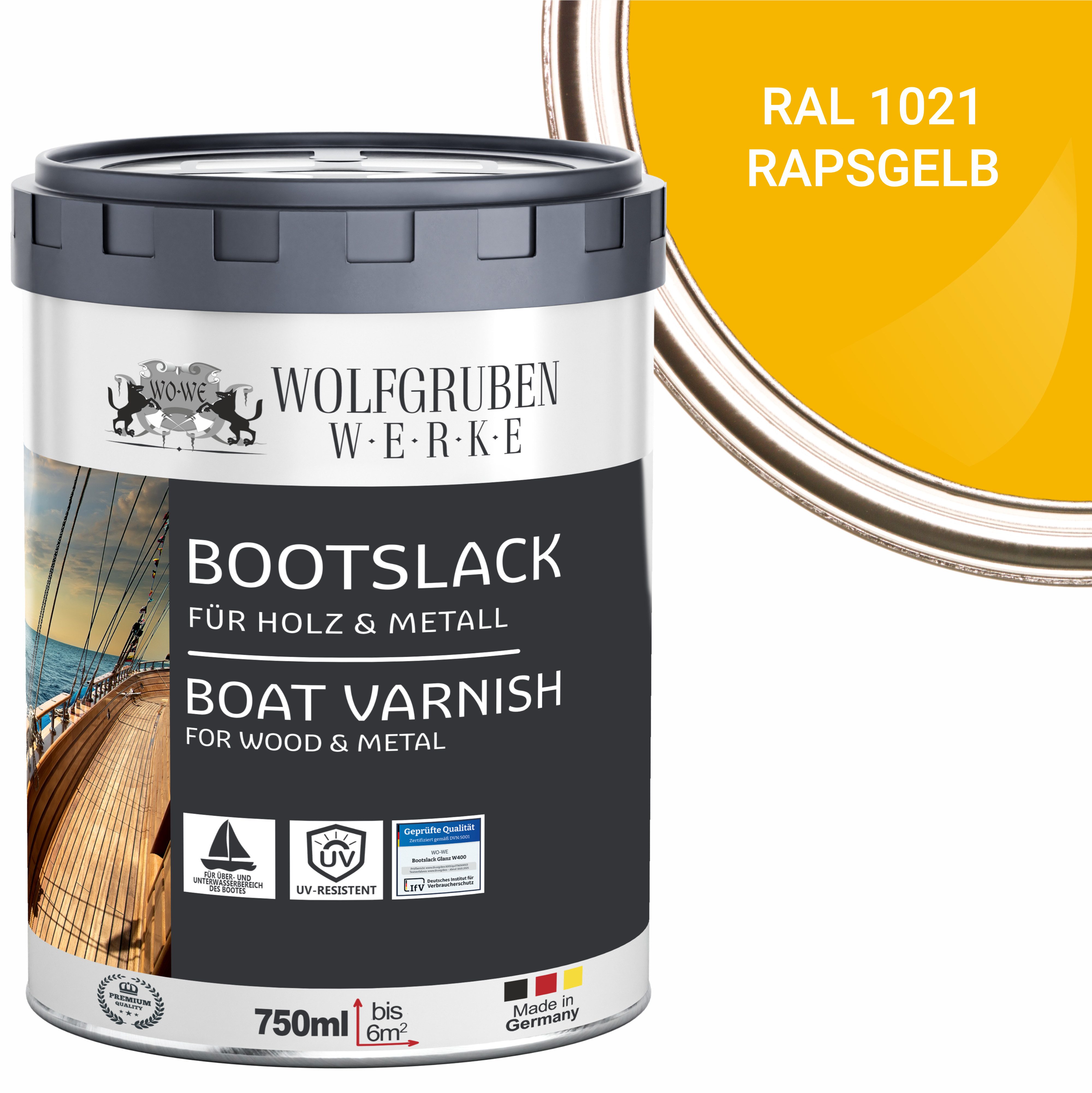 WO-WE Lack Bootslack Schiffslack Parkettlack Yachtlack W400, 0,75-5L, Seidenglänzend, Lösemittelbasis