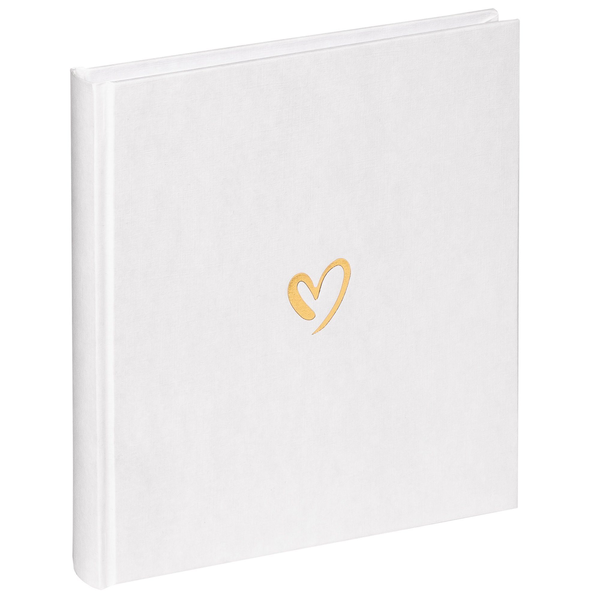 Walther Design Fotoalbum Emotion Classicalbum, buchgebundenes Album, Leineneinband mit einer goldenen Herzprägung