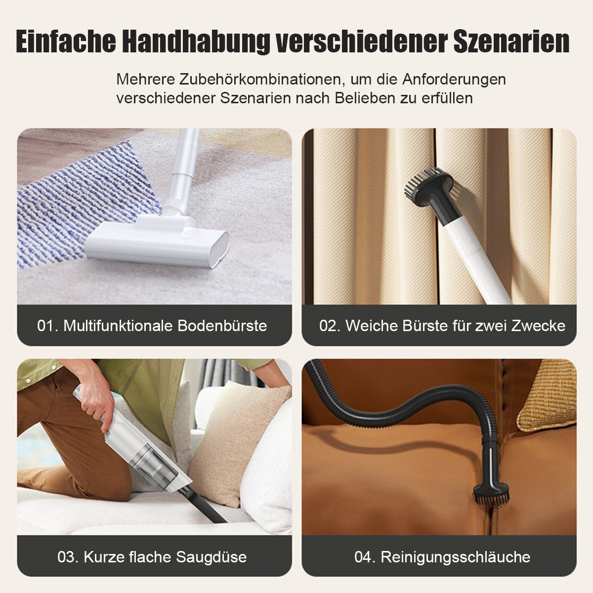 DOPWii Akku-Handstaubsauger 7500Pa Handstaubsauger, 100W Akkusauger, Schwarz, Weiß