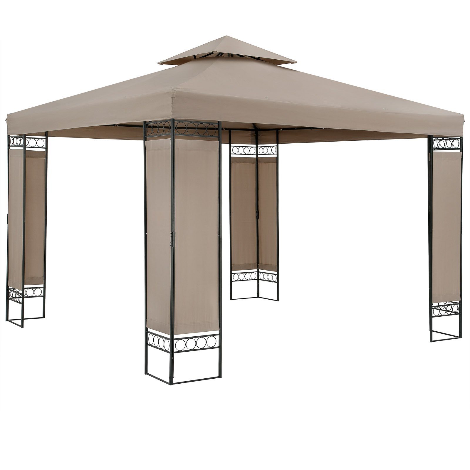 Casaria Pavillon »Lorca«, 3x3m, taupe, UV-Schutz 50+, wasserabweisend,  stabil, robust, Metall, Luxus, Gartenpavillon