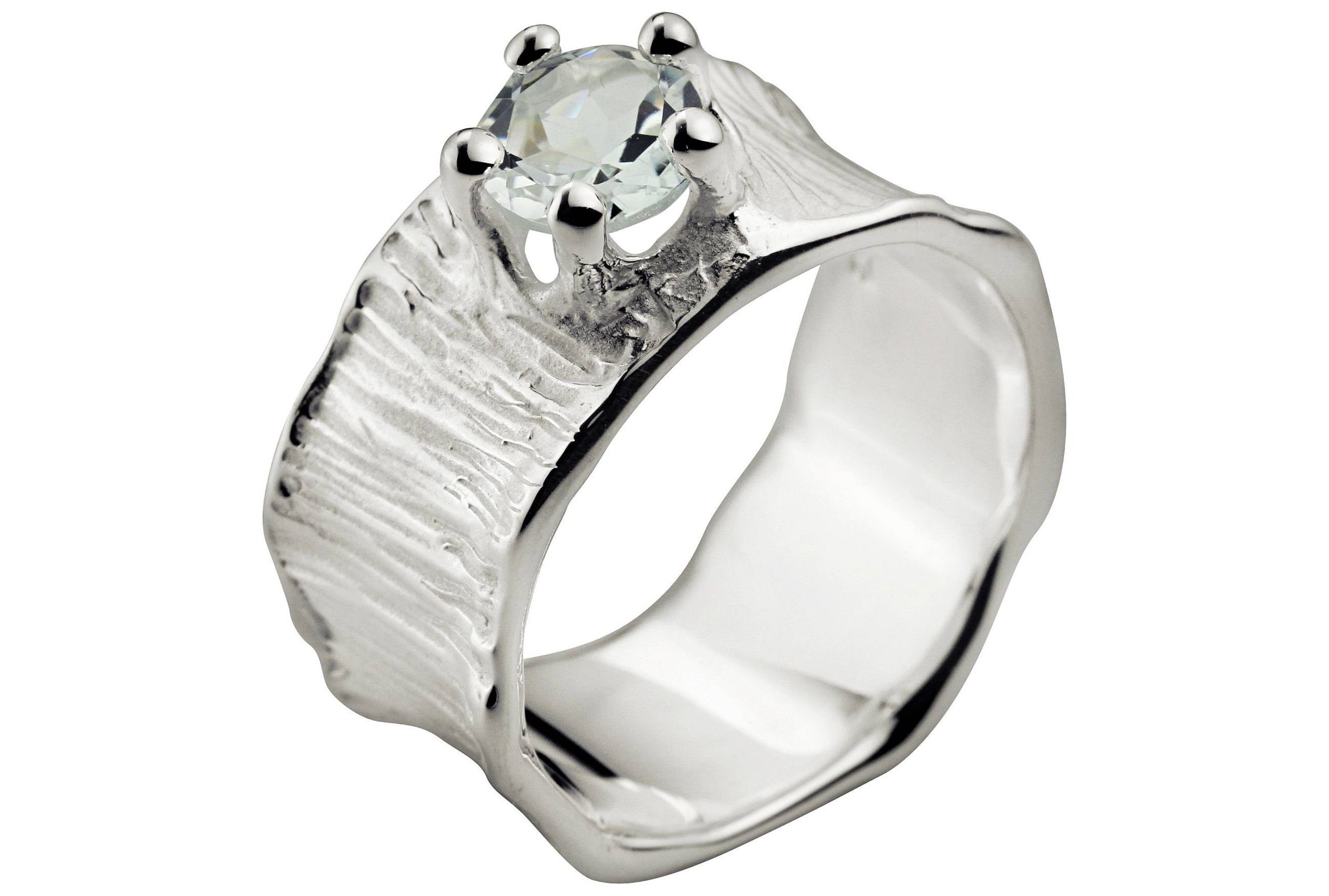 SILBERMOOS Silberring Eleganter Weißtopas Ring, 925 Sterling Silber