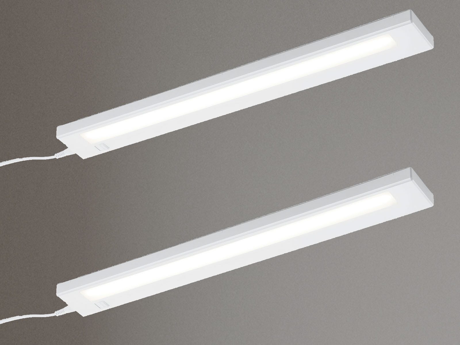 meineWunschleuchte LED Unterbauleuchte, 230V Direktanschluss, LED fest integriert, Warmweiß, 2er SET Unterbau-Leisten Küchenbeleuchtung, Unterbaulichter Küche 55cm