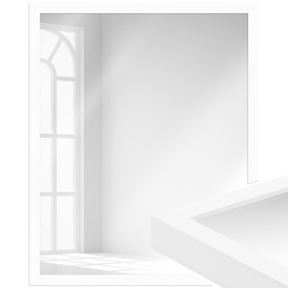 WANDStyle Wandspiegel H960, Großer Spiegel Weiß 43x53 cm, Wandspiegel Bad groß, Ganzkörperspiegel