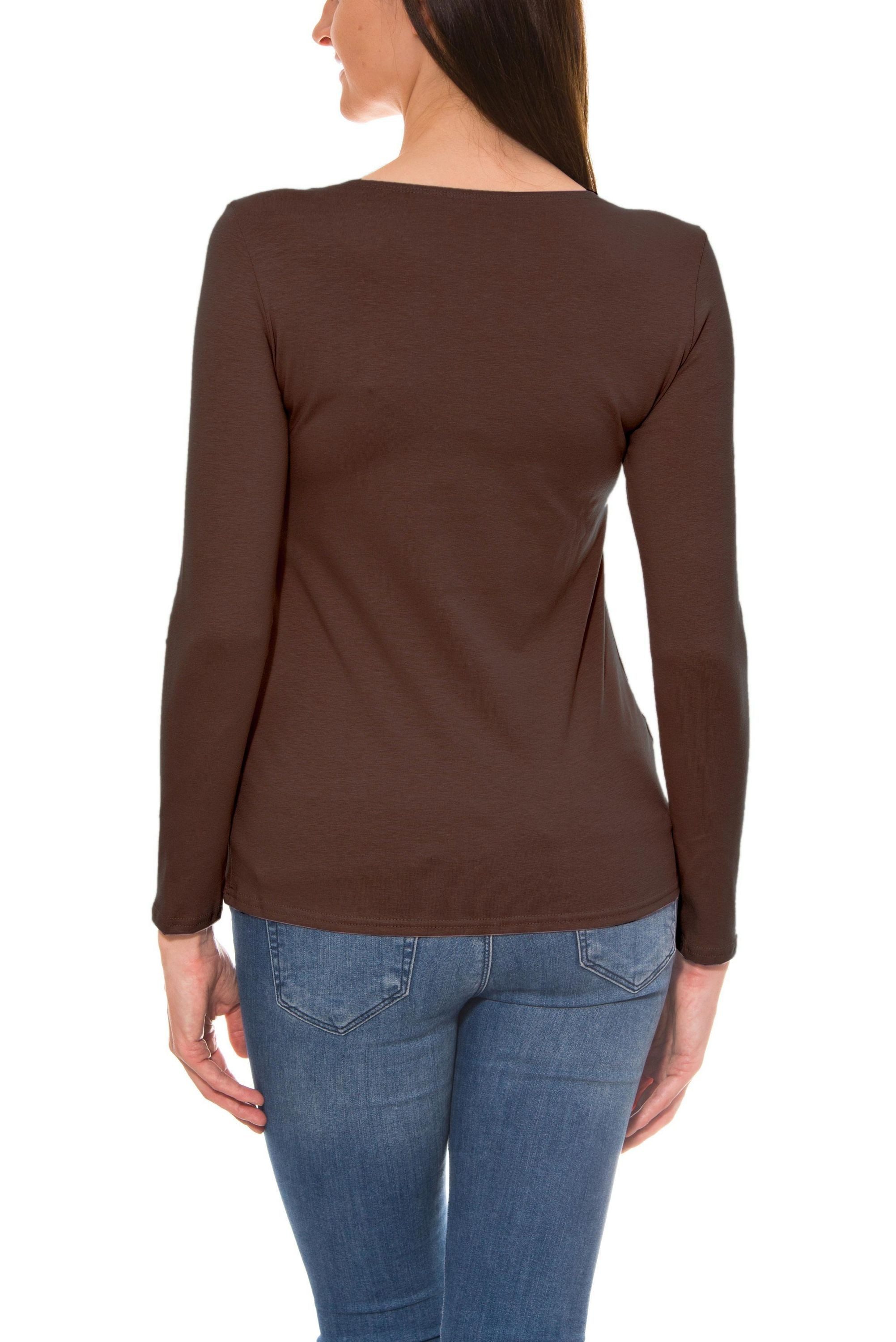 Alkato Longshirt Alkato Damen Langarm Shirt mit O-Ausschnitt