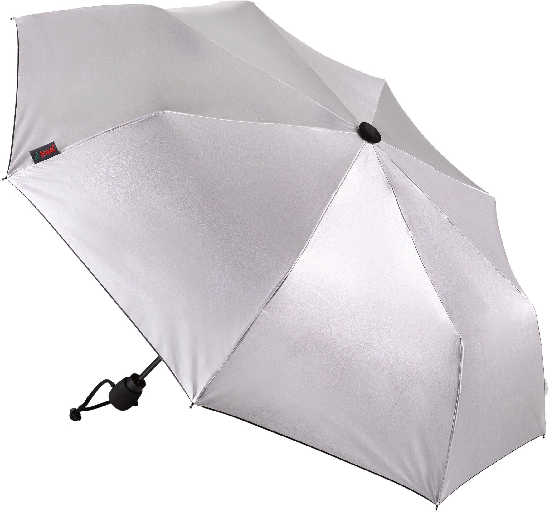 EuroSCHIRM® Taschenregenschirm light Kompass mit 50+ und integriertem trek, silber, UV-Lichtschutzfaktor