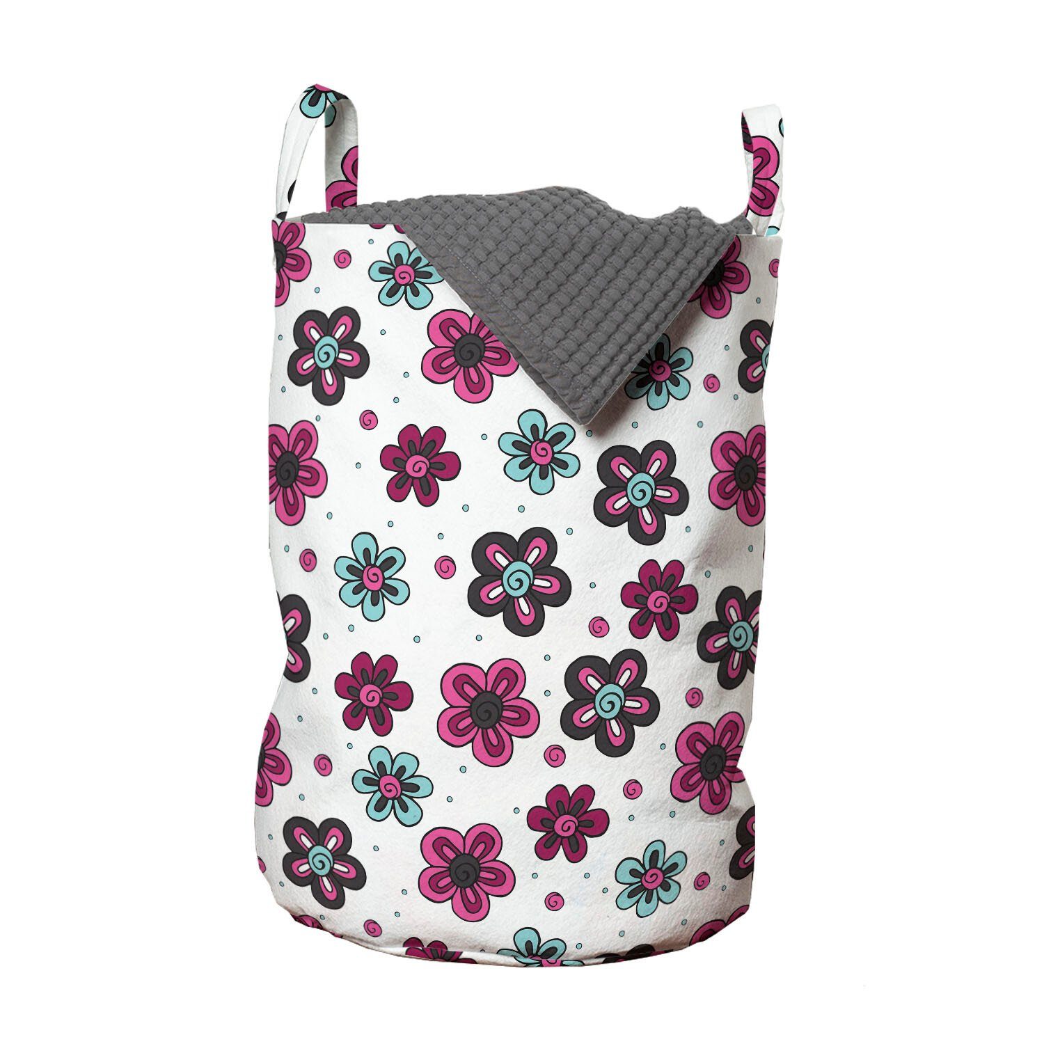 Abakuhaus Wäschesäckchen Wäschekorb mit Griffen Kordelzugverschluss für Waschsalons, Blumen Röschen Knospen-Kind-Mädchen