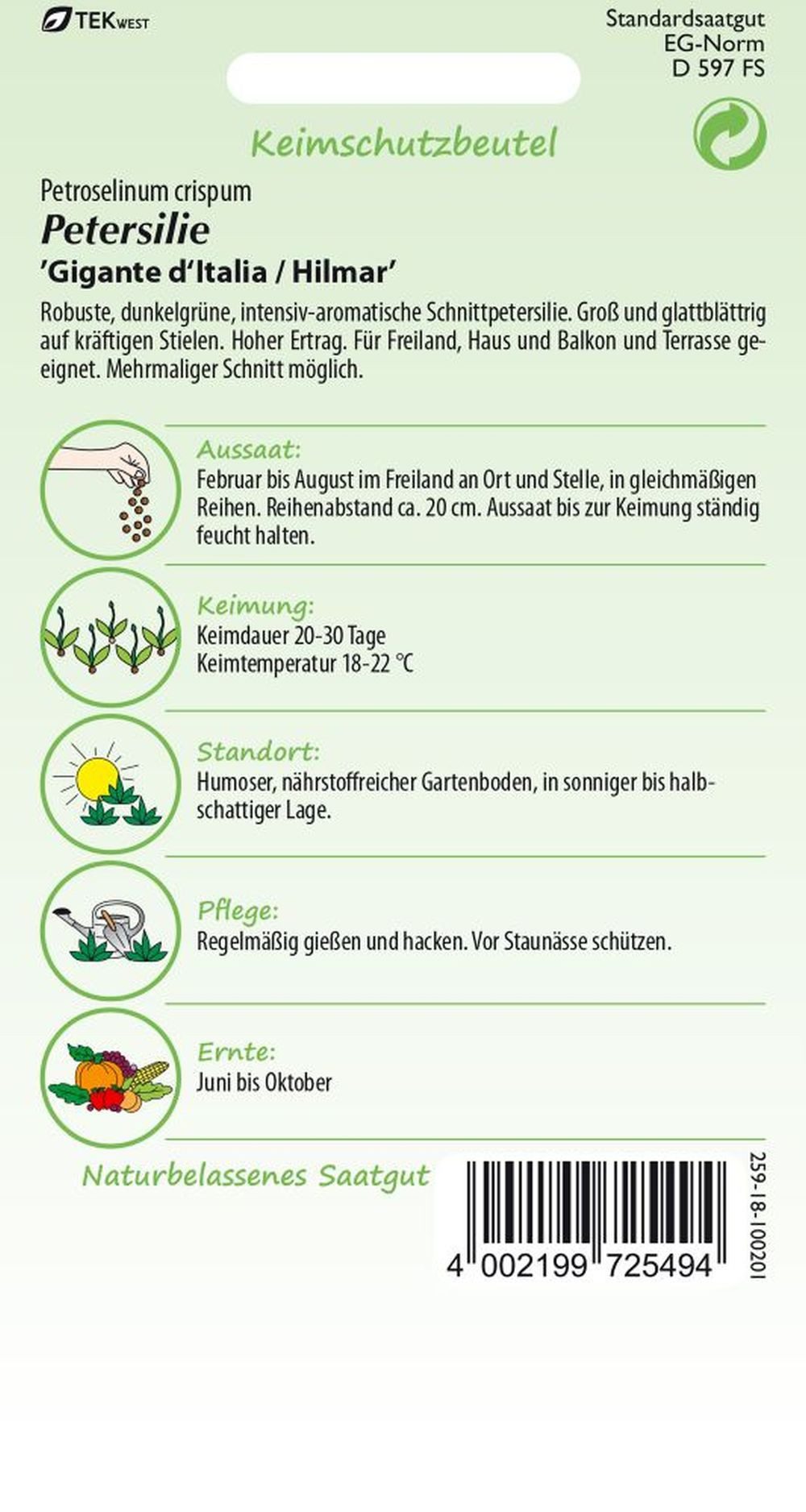 SAMEN PFANN Kräutersamen Petersilie, Gigante d`Italia Hilmar Gewürz Petersi günstig online kaufen