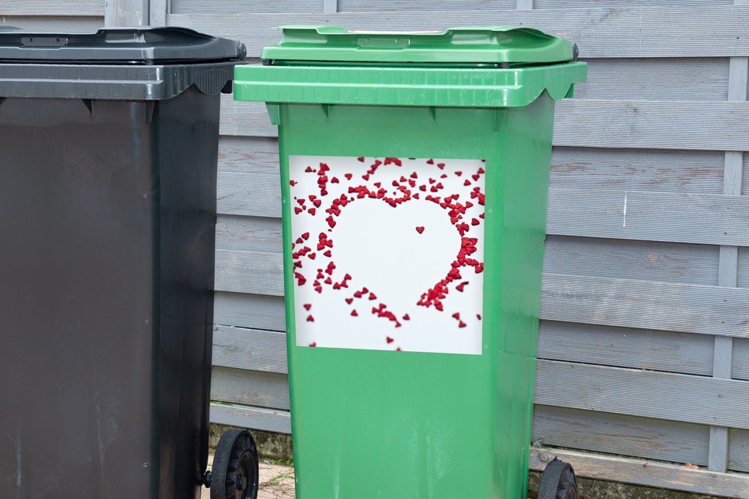 Wandsticker für St), Herzen MuchoWow Valentinstag der (1 Container, Sticker, Mülltonne, Abfalbehälter Herzform Mülleimer-aufkleber,