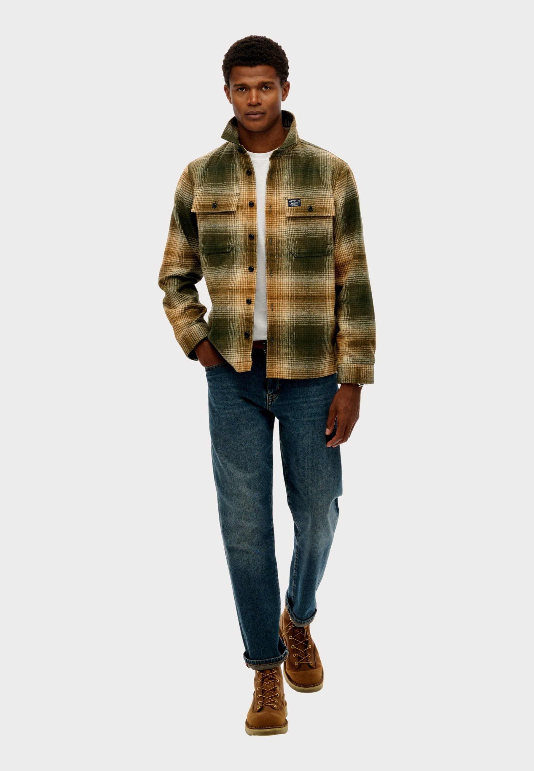 Superdry Langarmhemd Hemd WOOL MILLER OVERSHIRT (1-tlg)
