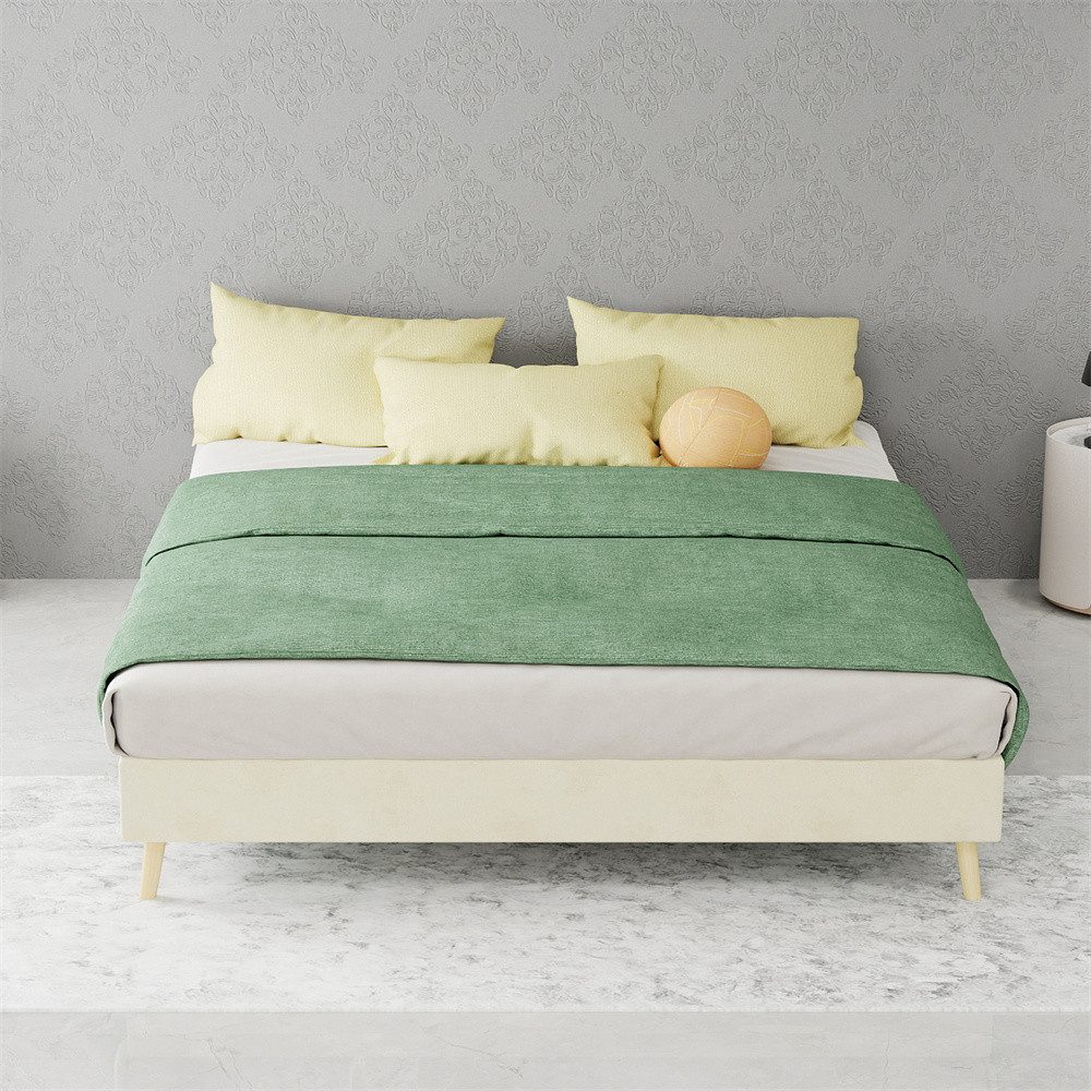 MODFU Polsterbett Modernes minimalistisches (Funktionsbett 140/160 × 200 cm – mit LED-Kopfteil oder Gaslift-Stauraum, in Grau oder Beige, 1-tlg., 140x200 cm)