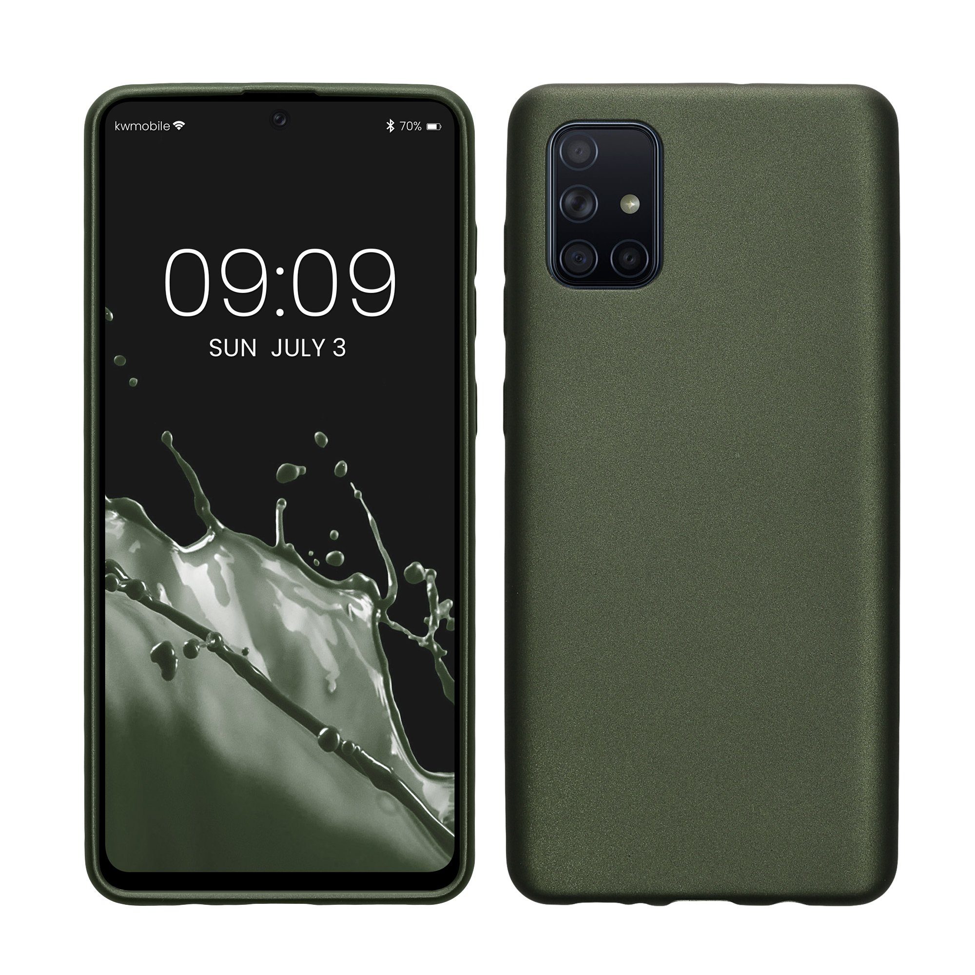 kwmobile Handyhülle Handyhülle für Samsung Galaxy A71 Hülle, Silikon Case metallisch schimmernd - Schutzhülle Cover