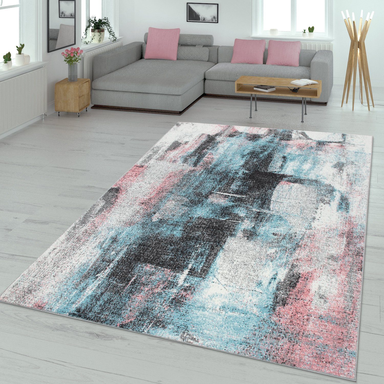 Teppich Für Wohnzimmer, Mit Farbverläufe In Pastellfarben, Abstrakt In  Bunt, TT Home, rechteckig, Höhe: 13 mm