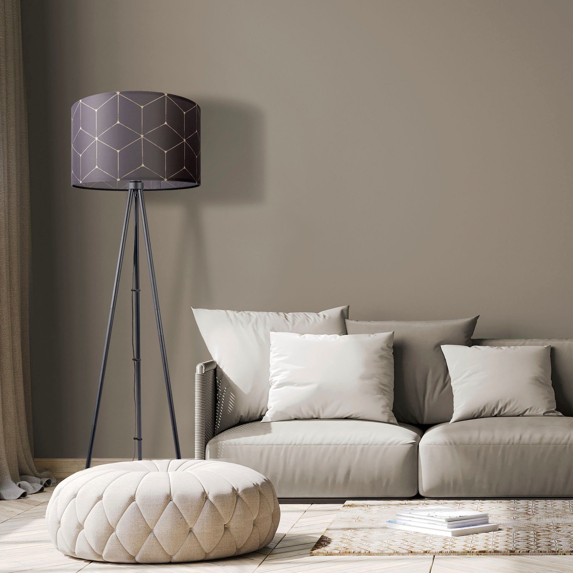Paco Home Stehlampe Trina Cube, ohne Leuchtmittel, Lampenschirm Stoff Modern  Wohnzimmer Stehlampe Leselampe E27 Rund | Standleuchten