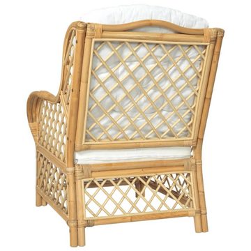 furnicato Sessel mit Kissen Natur-Rattan und Leinen