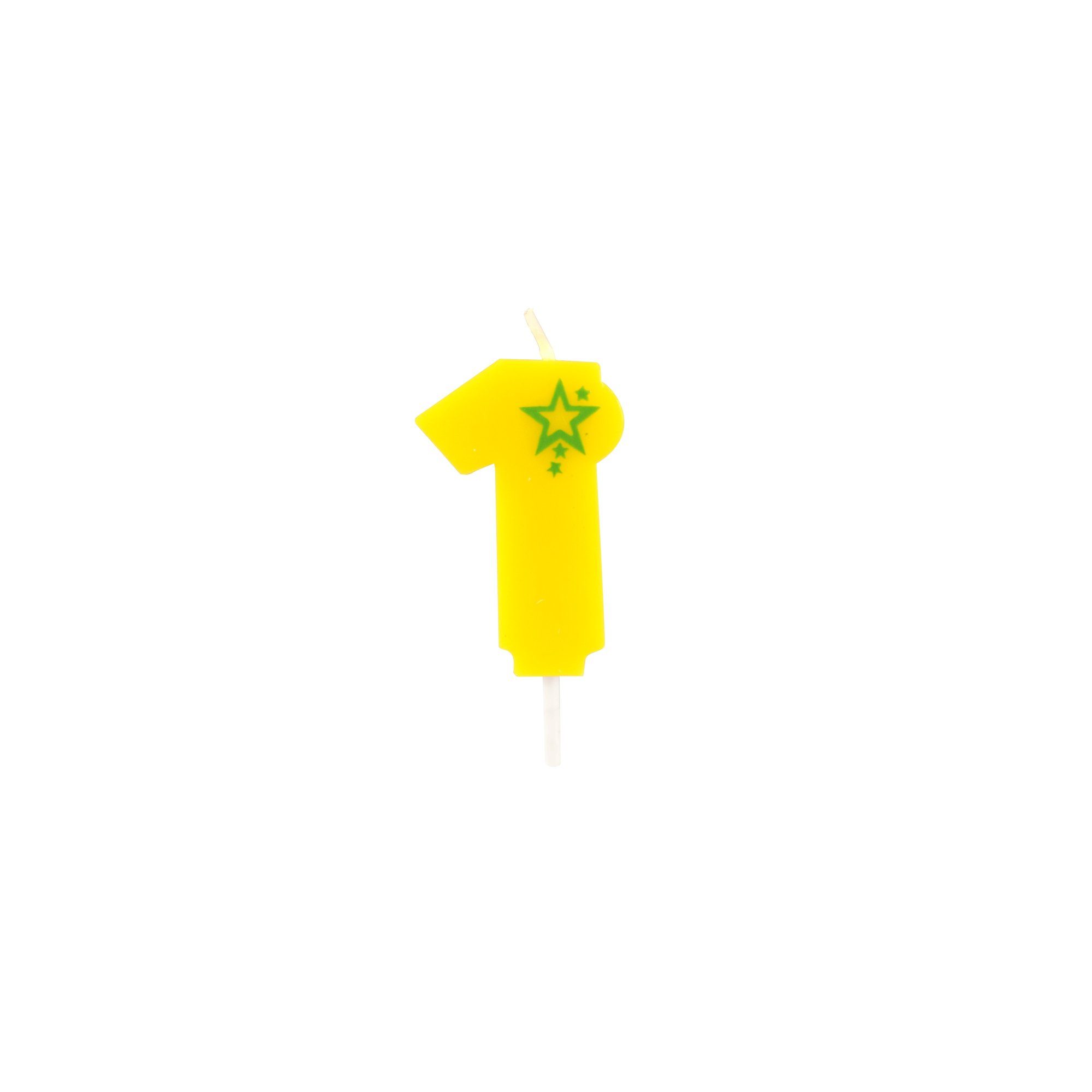 PAPSTAR Geburtstagskerze Zahlenkerze, Mini 6,8 cm gelb "1"