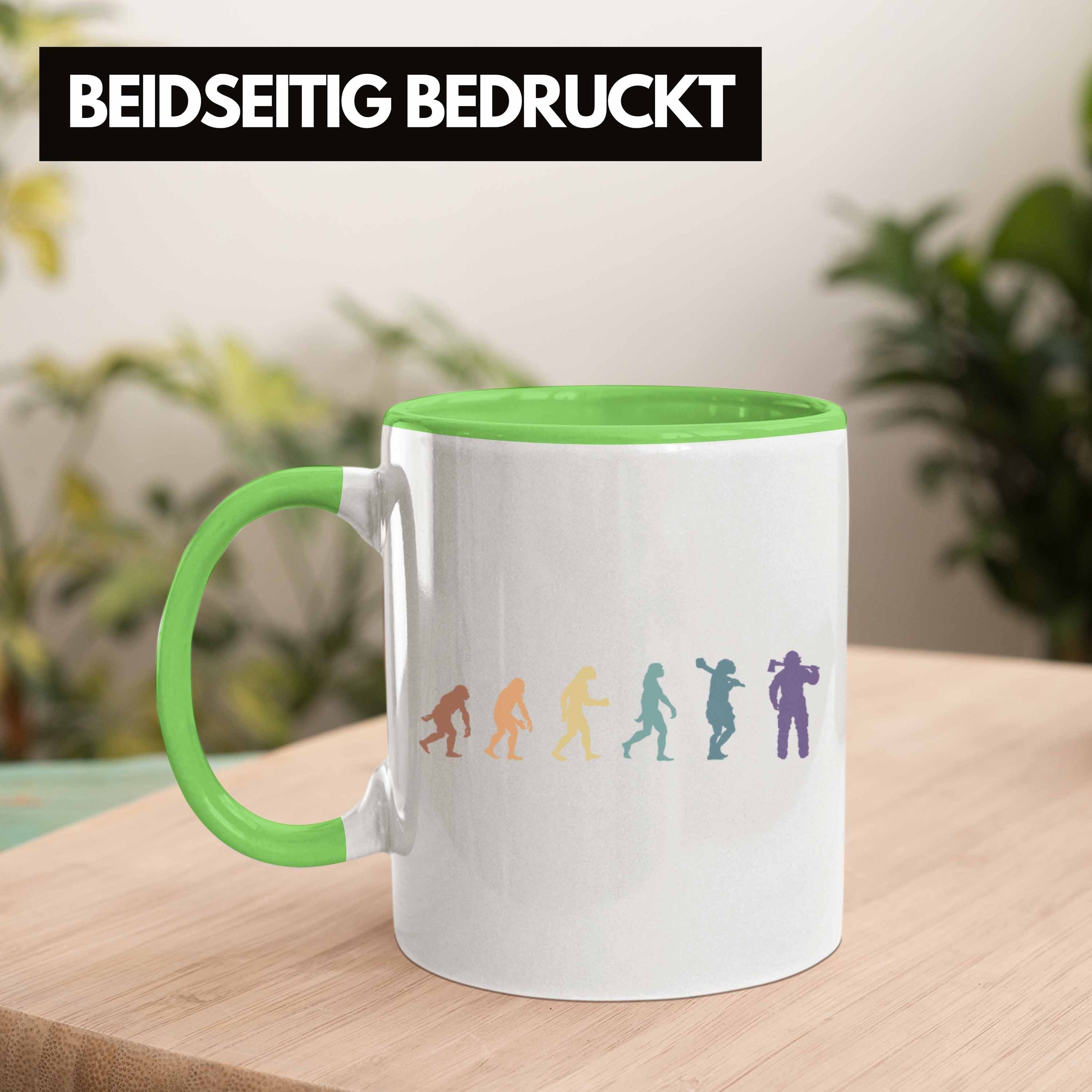 Evolution Geburtstag Feuerwehrmann - Tasse Männer für Trendation Tasse Grün Spruch Feuerwehr Geschenk Trendation Grafik