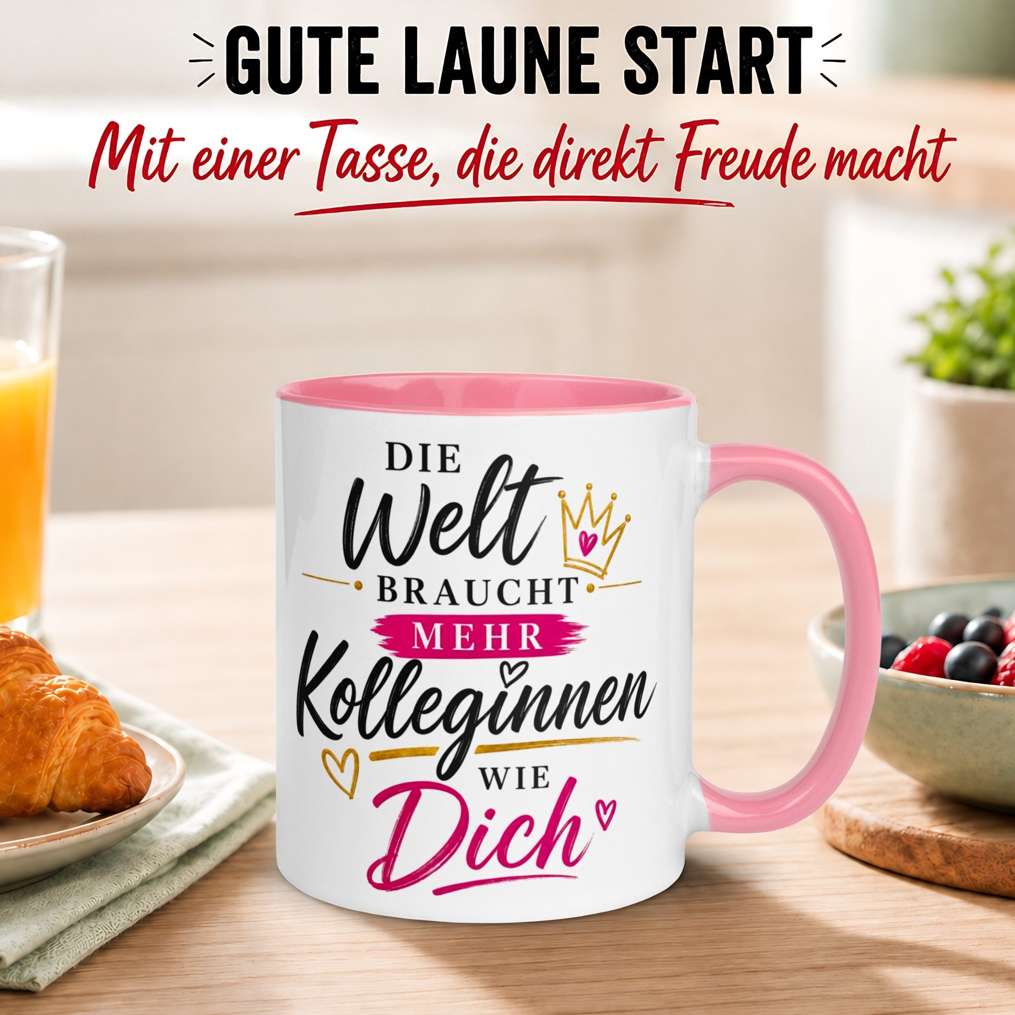 Momentals Tasse Beste Kollegin – Die Welt braucht mehr Kolleginnen wie Dich – Geschenk, Gratis Versand · Links-&Rechtshänder · Spülmaschinenfest