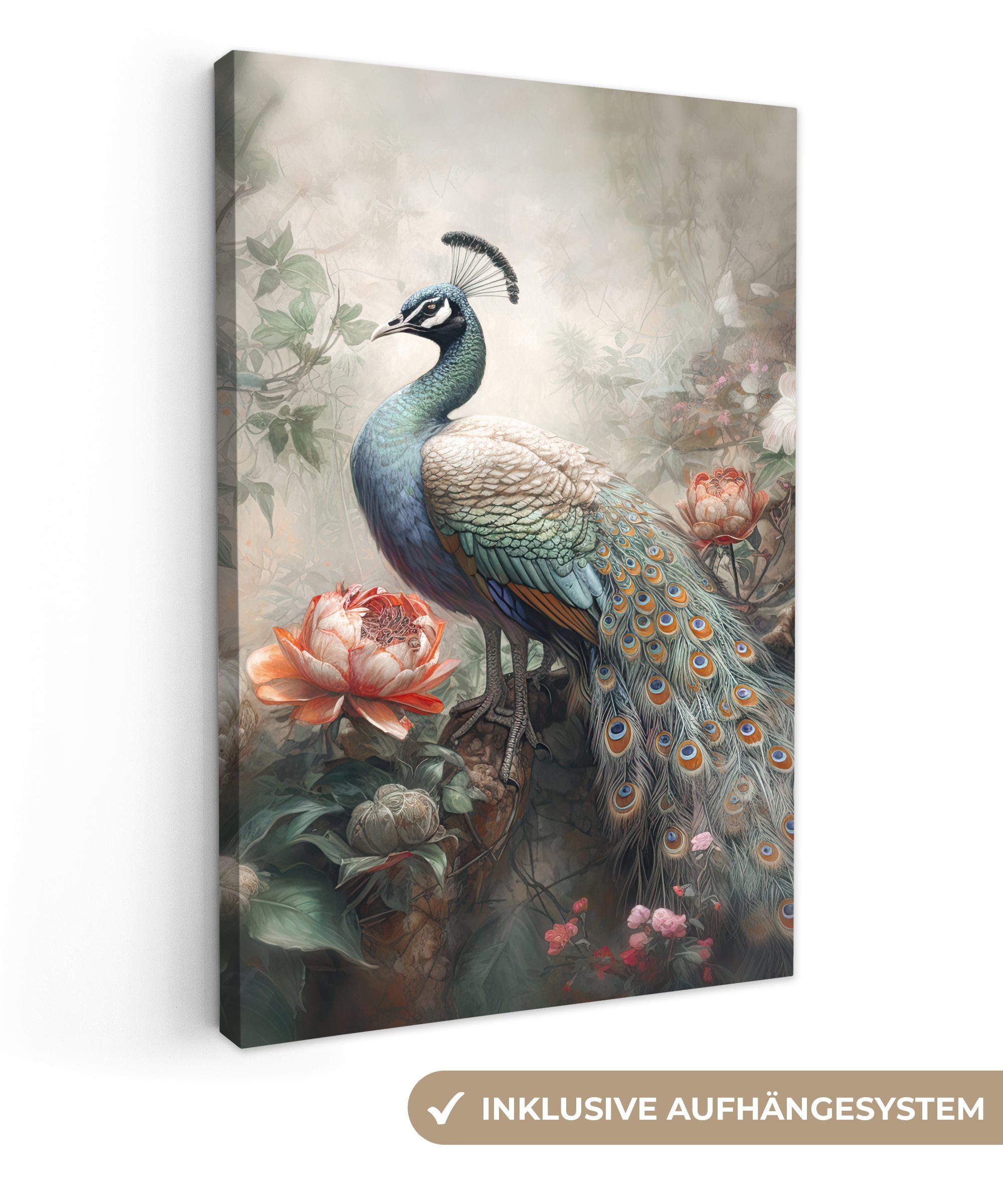 OneMillionCanvasses® Leinwandbild Pfau - Pfauenfedern - Vogel - Dschungel - günstig online kaufen
