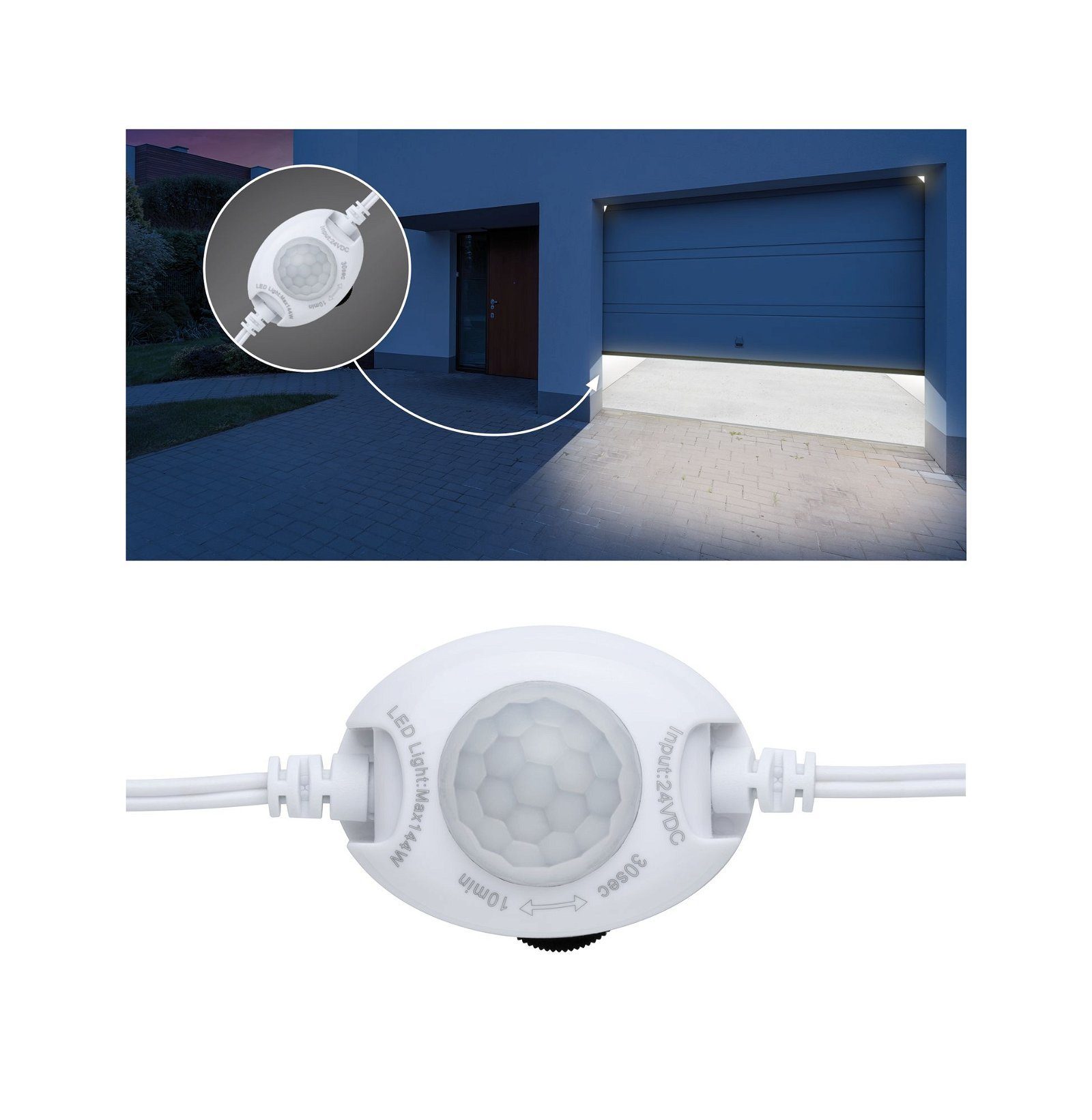 LED-Streifen MaxLED Night PIR Sensor 24V DC max 144W Weiß Kunststoff