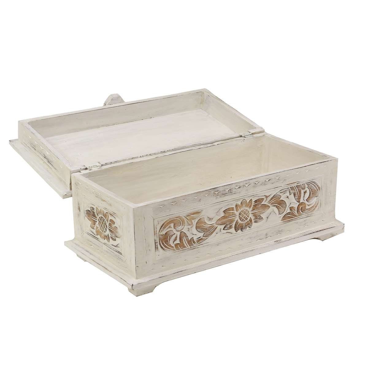 Oriental Galerie Truhe Weiße Truhe Blumen Mittel 50 cm Design 2 günstig online kaufen